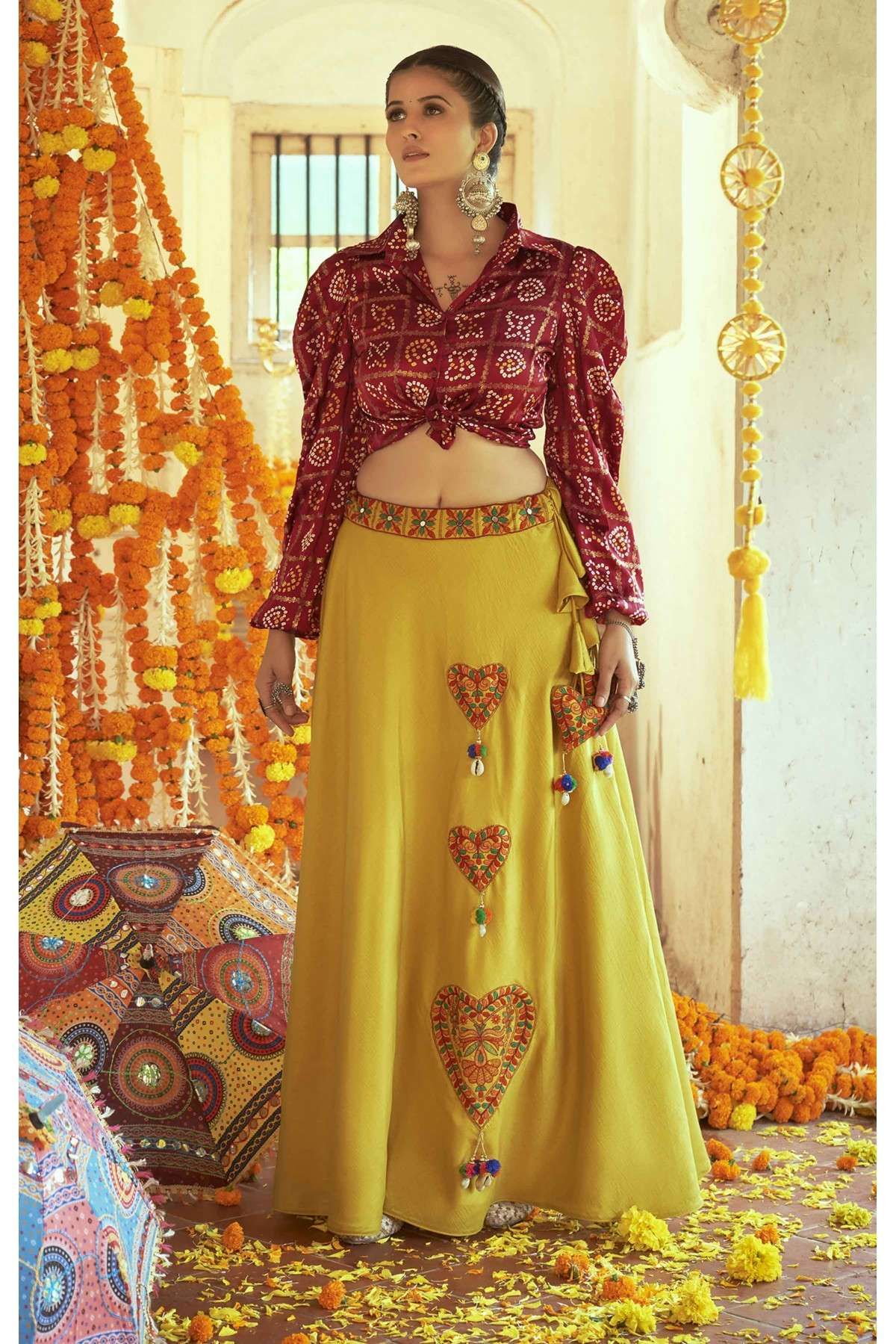 Buy Teal Green and Yellow Embroidered Lehenga Choli Online At Zeel Clothing