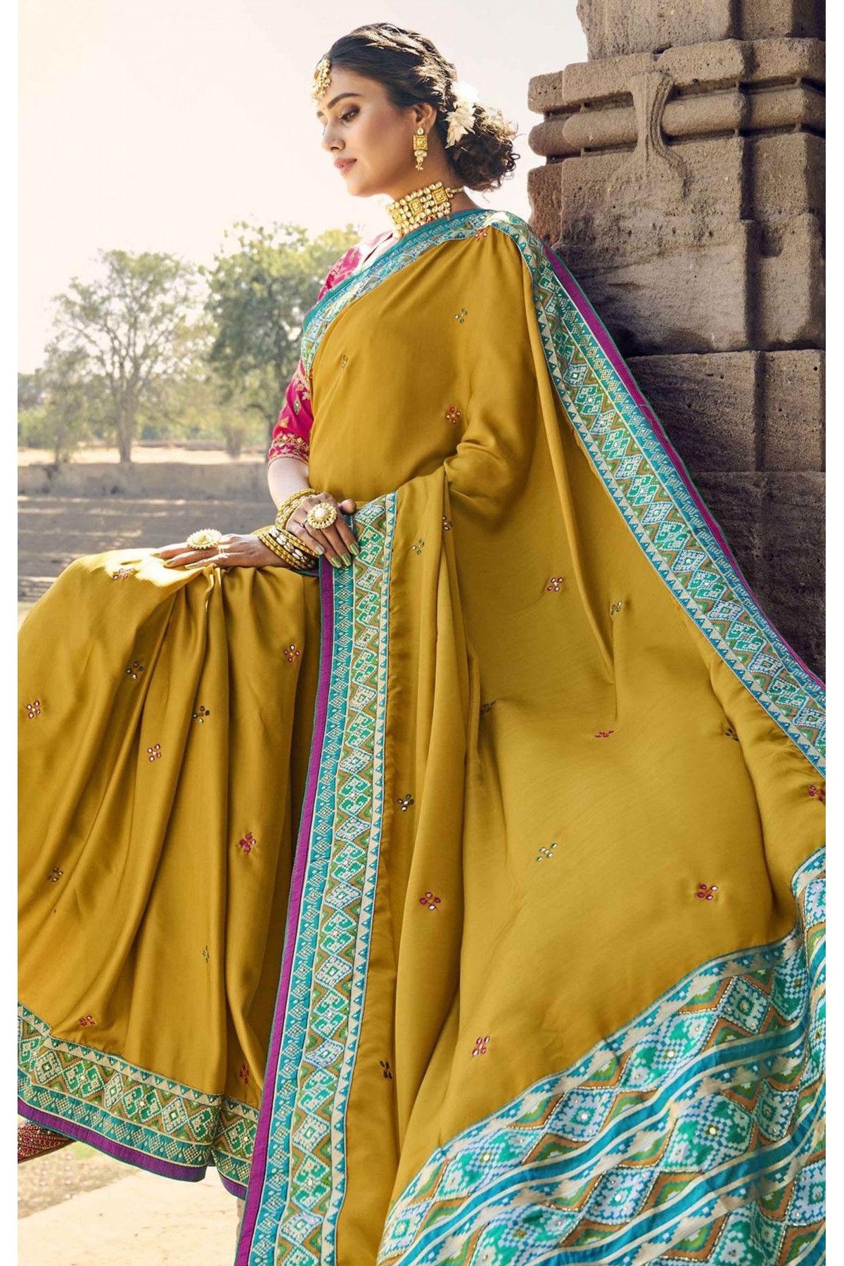 Mehndi Color Saree – RawaazFashion