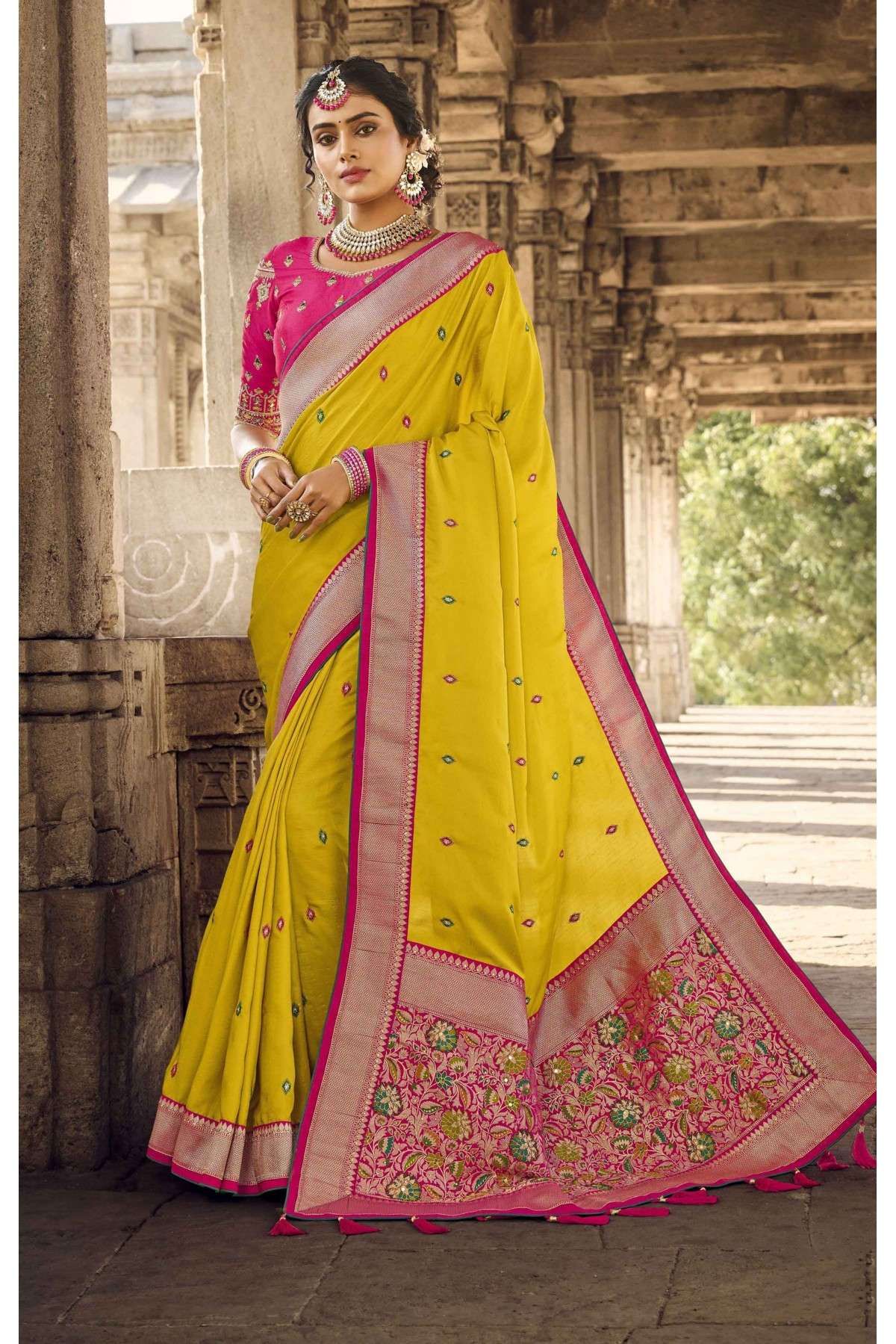 Banarasi Silk Woven Saree In Yellow Colour - SR5415975