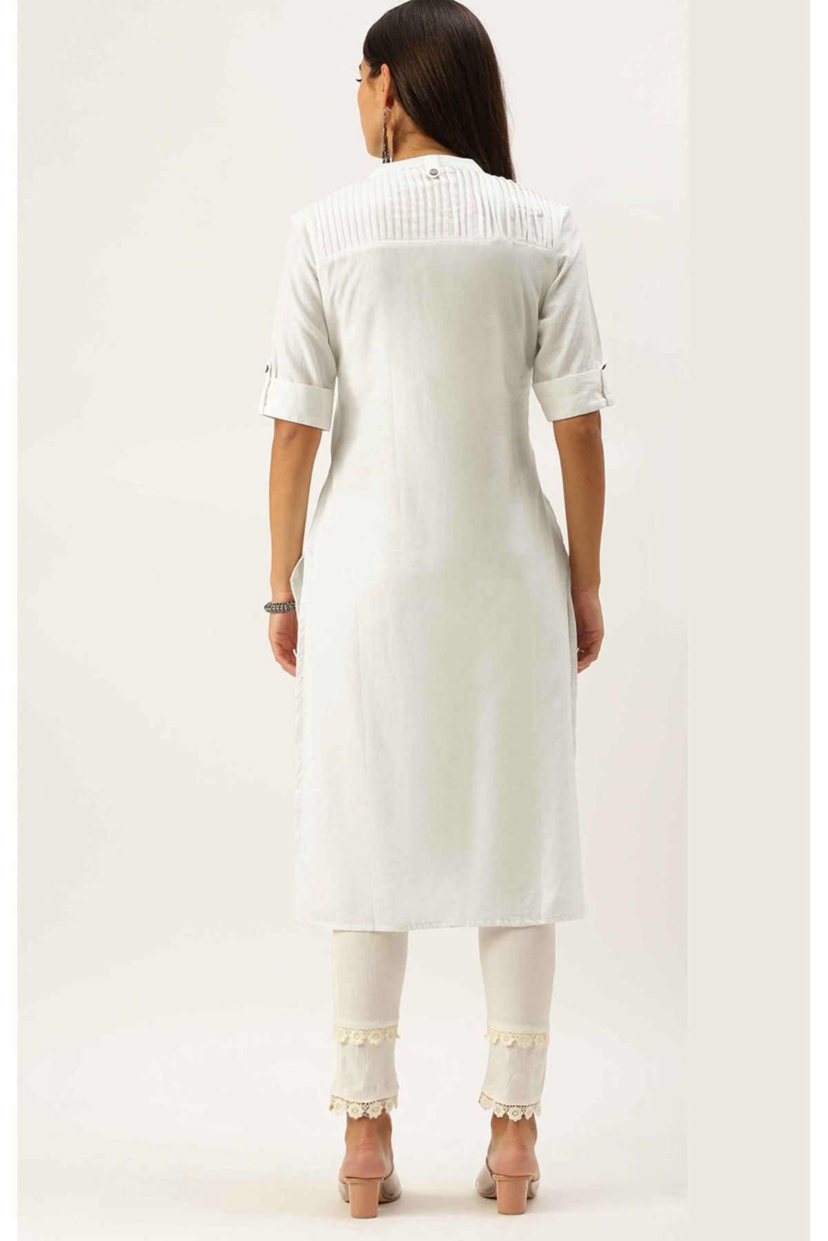 Cotton Flex Party Wear Kurta Set In Off White Colour - KR5480526