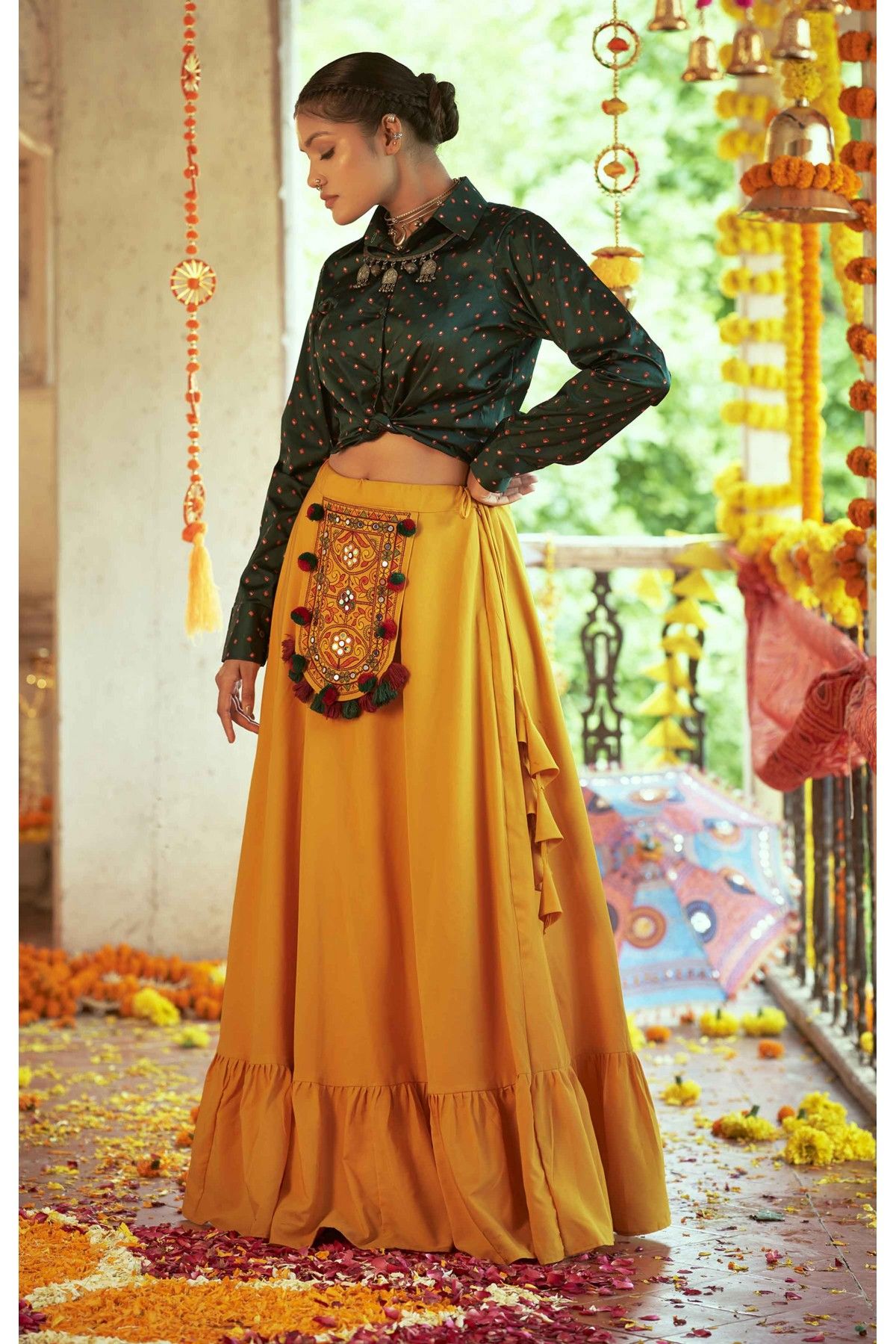 Green - Floral Print - Lehenga Choli Online in Latest and Trendy Designs at  Utsav Fashion