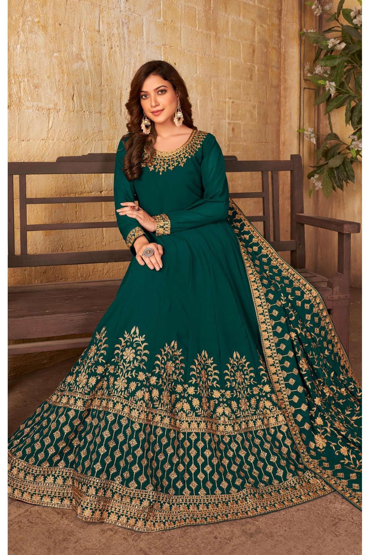 Green colour store anarkali