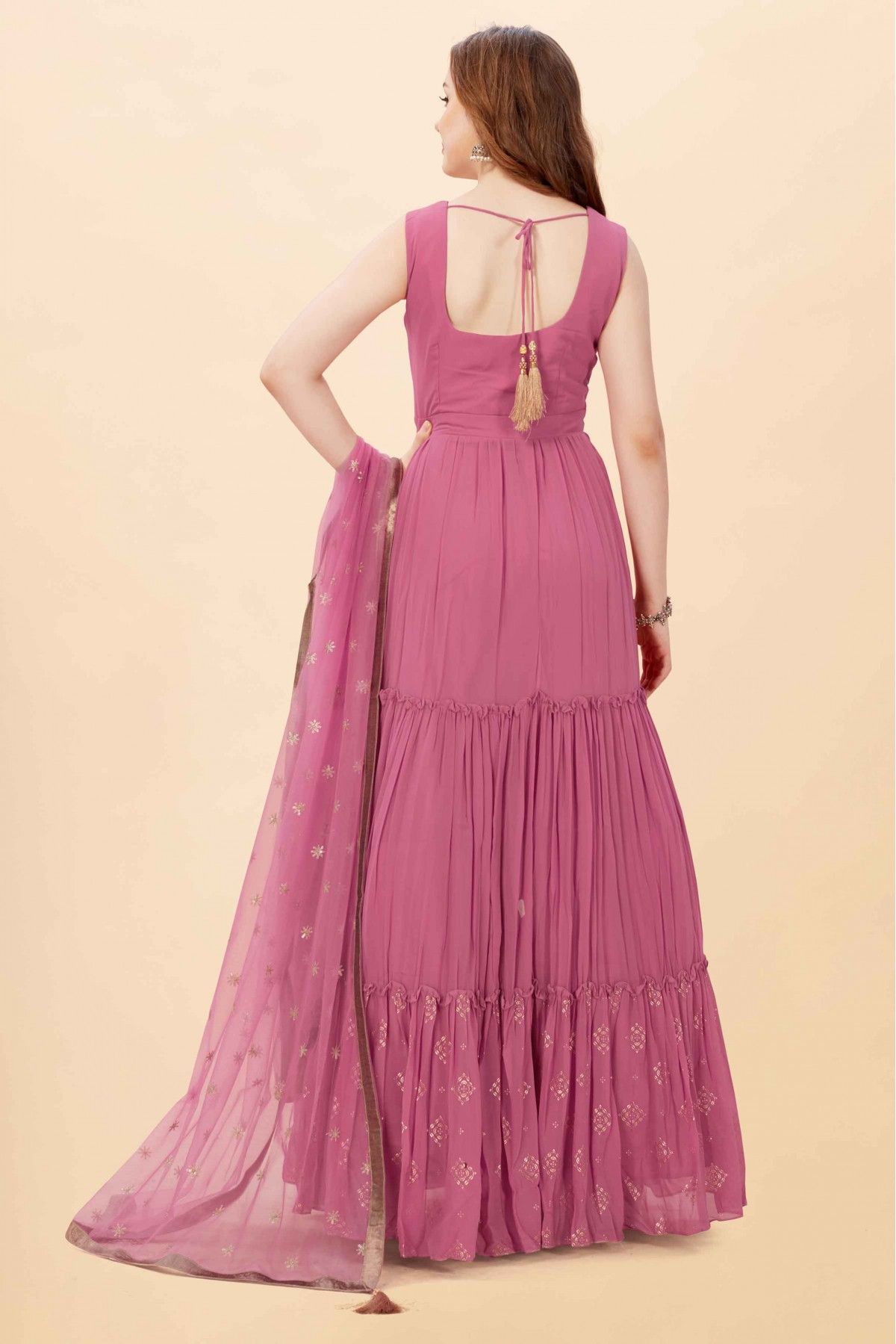 Georgette Embroidery Gown In Pink Colour - GW5415352