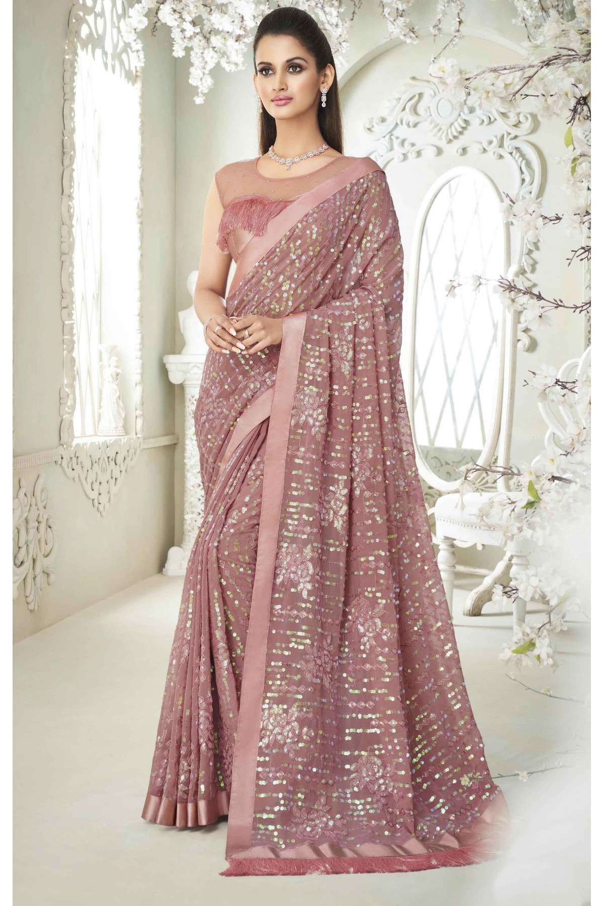 Party Wear Embroidery Saree - ShopLance