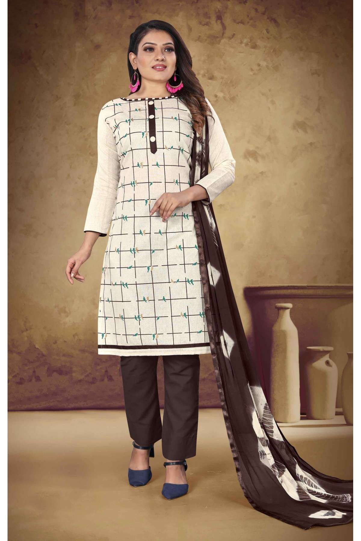 Buy BM Women's Khadi Cotton Unstitched Kani Suits (SANA-05_Blue_Free Size)  at Amazon.in