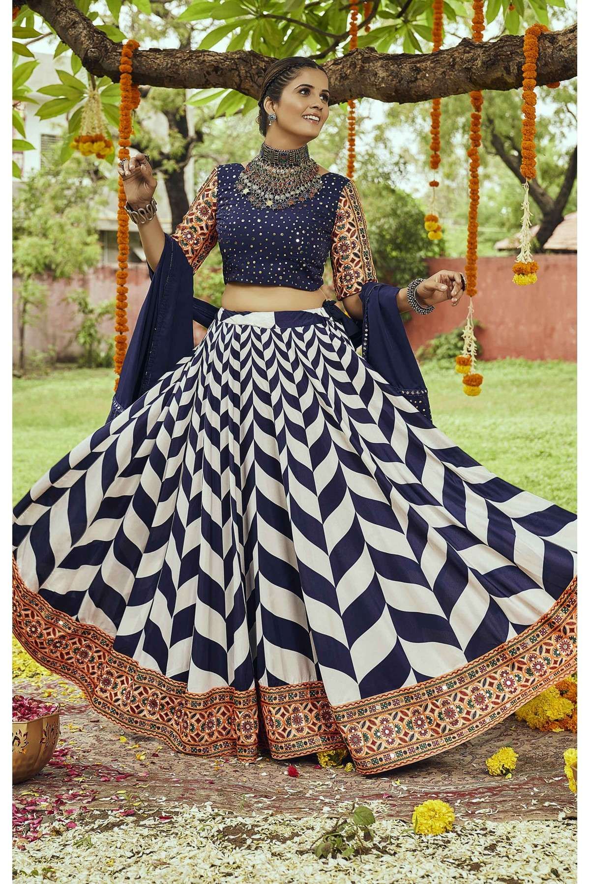 Peach and Blue Color Combination Semi-Stitched Lehenga Choli With Dupatta  :: MY SHOPPY LADIES WEAR