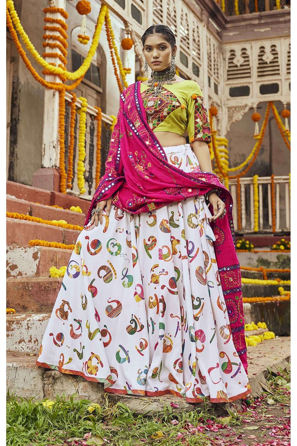 Grey Digital Floral Printed Lehenga Choli 2349LG01