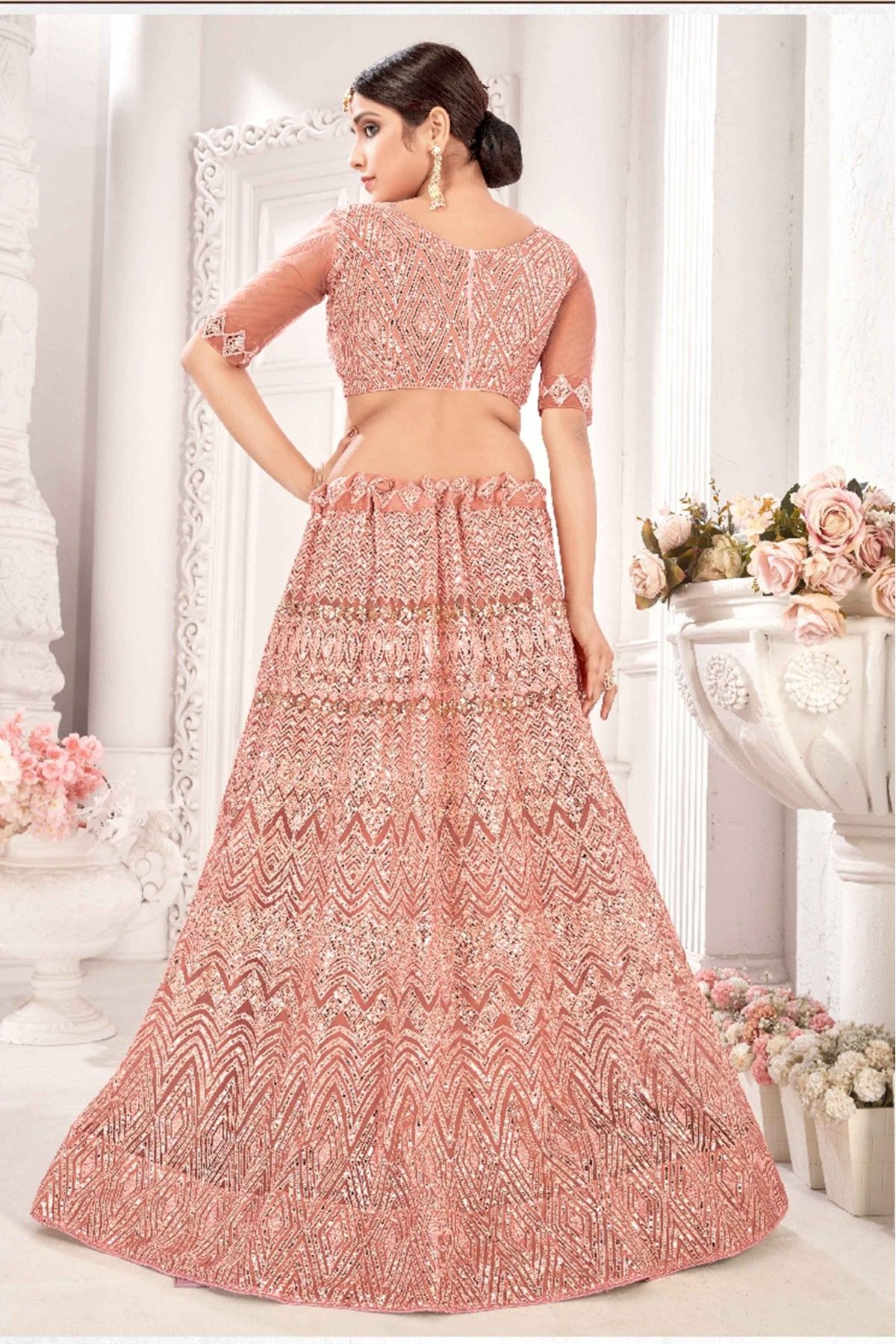 Soft Net Peach Color Soft Net Lehenga Choli – Little Wish Fashion Collection