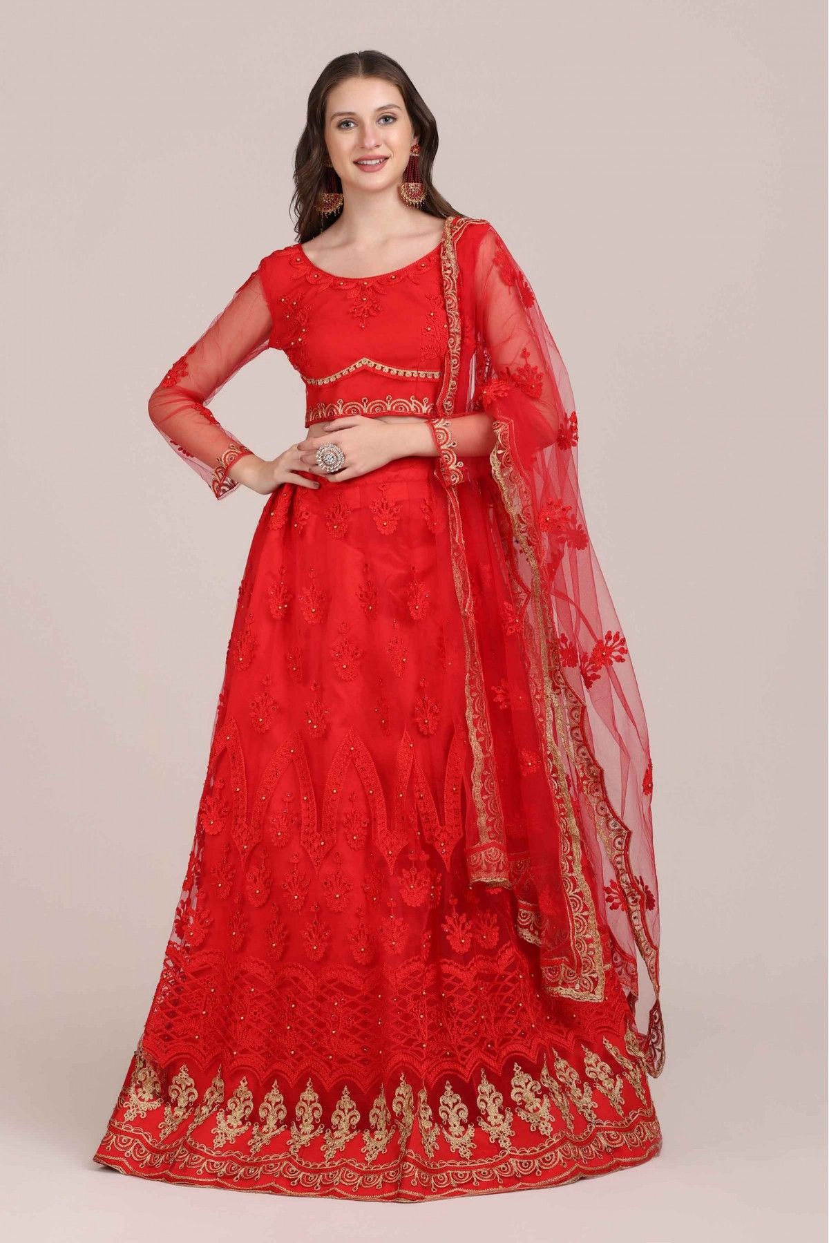 Soft Net Embroidery Lehenga Choli LD054110712