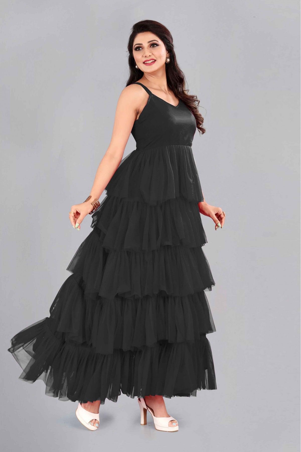Fancy Dark Black Color Fancy Dress Designs For Girls – TheDesignerSaree