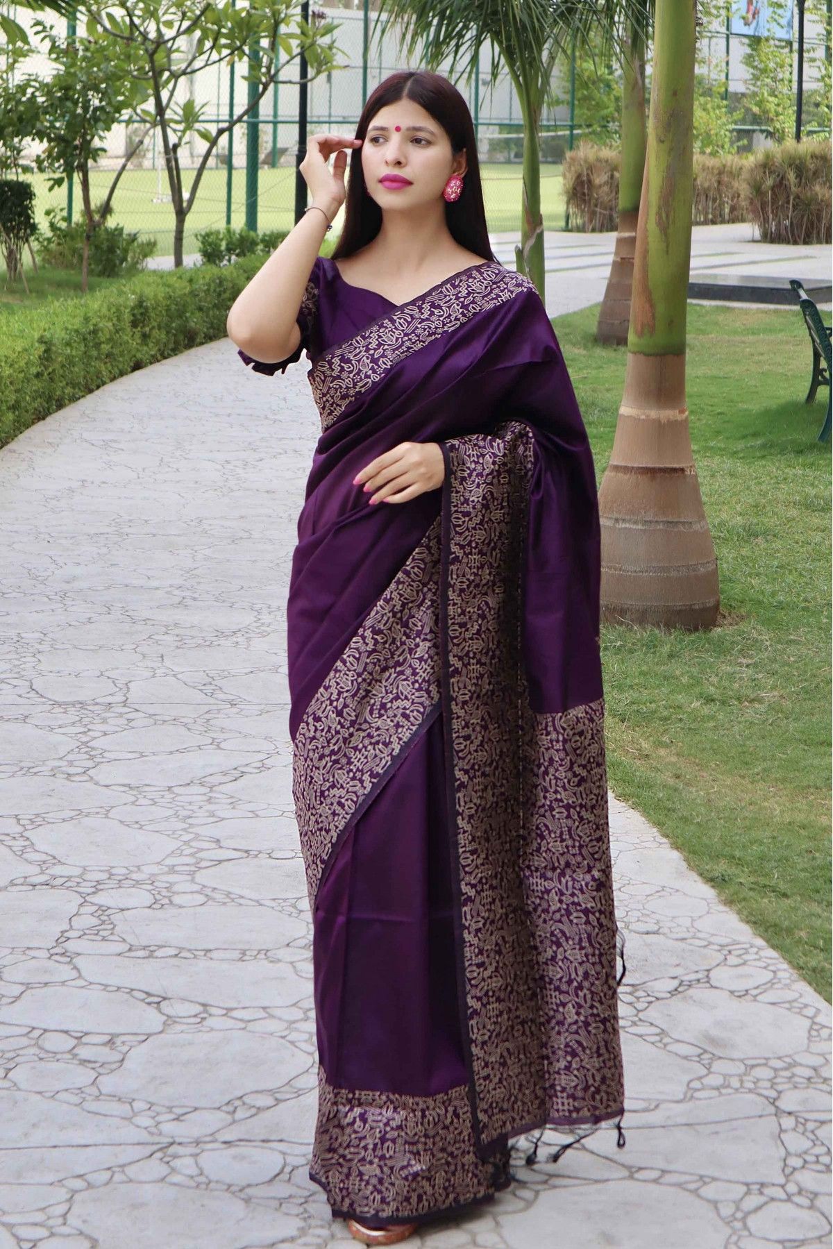 Buy Purple Reception Silk Trendy Saree : 257299 -