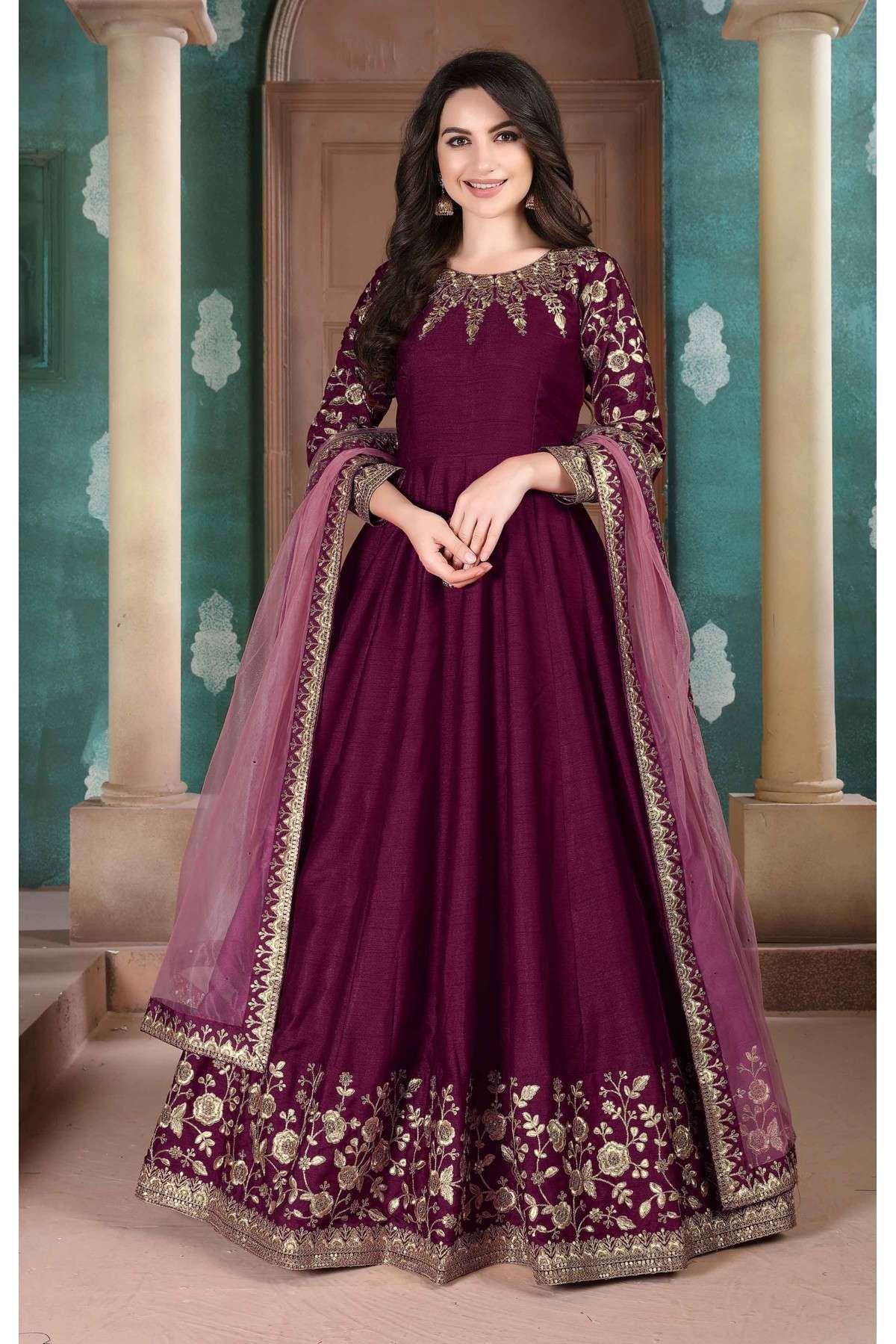 Silk Embroidery Anarkali Suit In Magenta Pink Colour - SM1640812