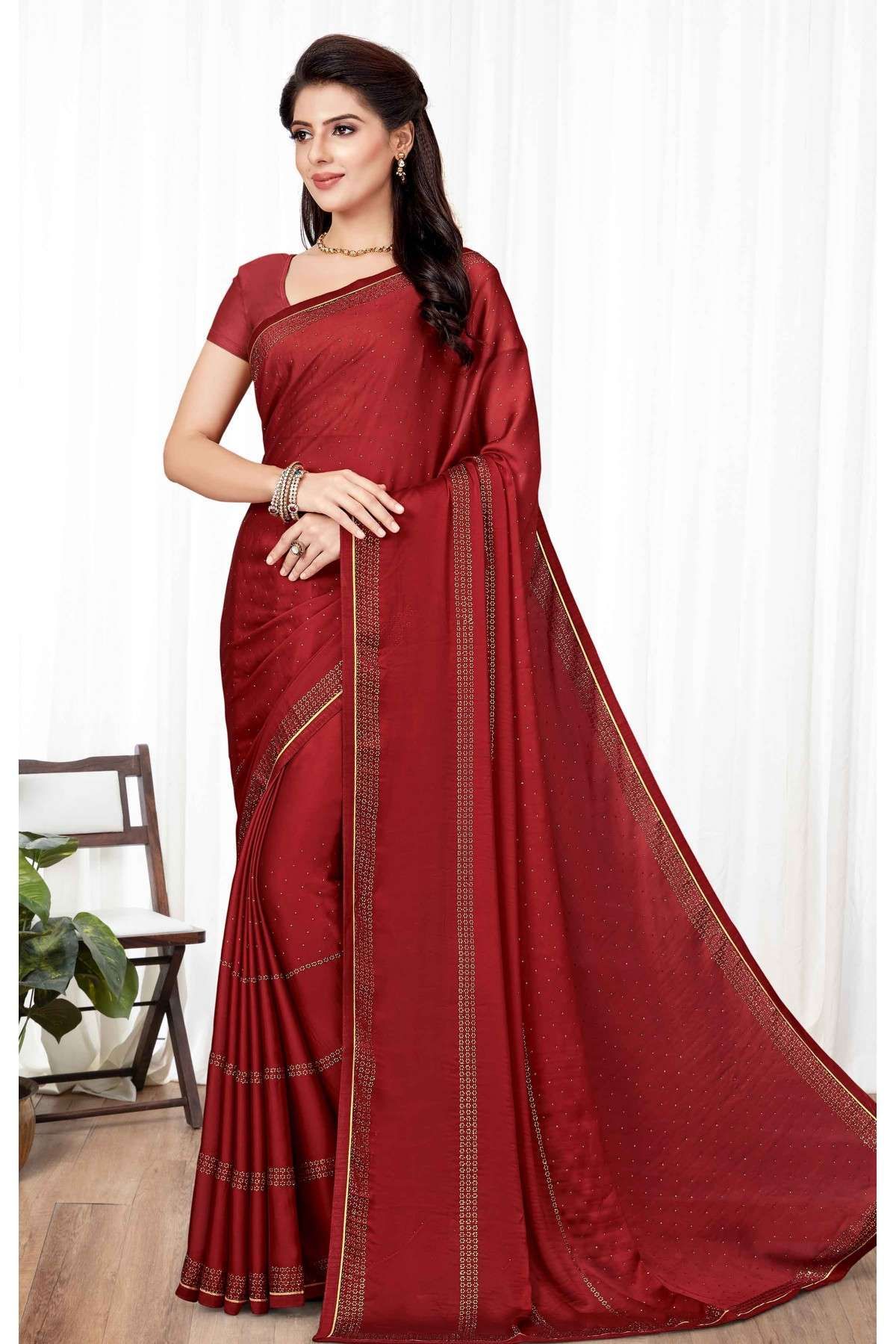 Women'S Modal Silk Hand Made Zari Patta Plain Saree With Blouse (SD77) –  APIKCRAFT