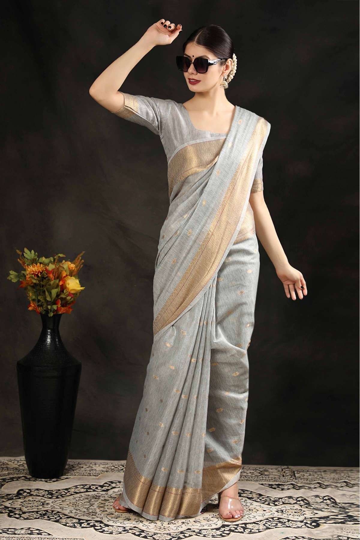 Silk Woven Saree In Grey Colour - SR5415818