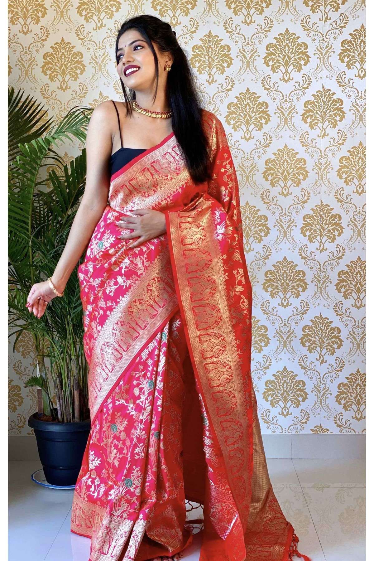 Silk Woven Saree In Pink Colour - SR5640914