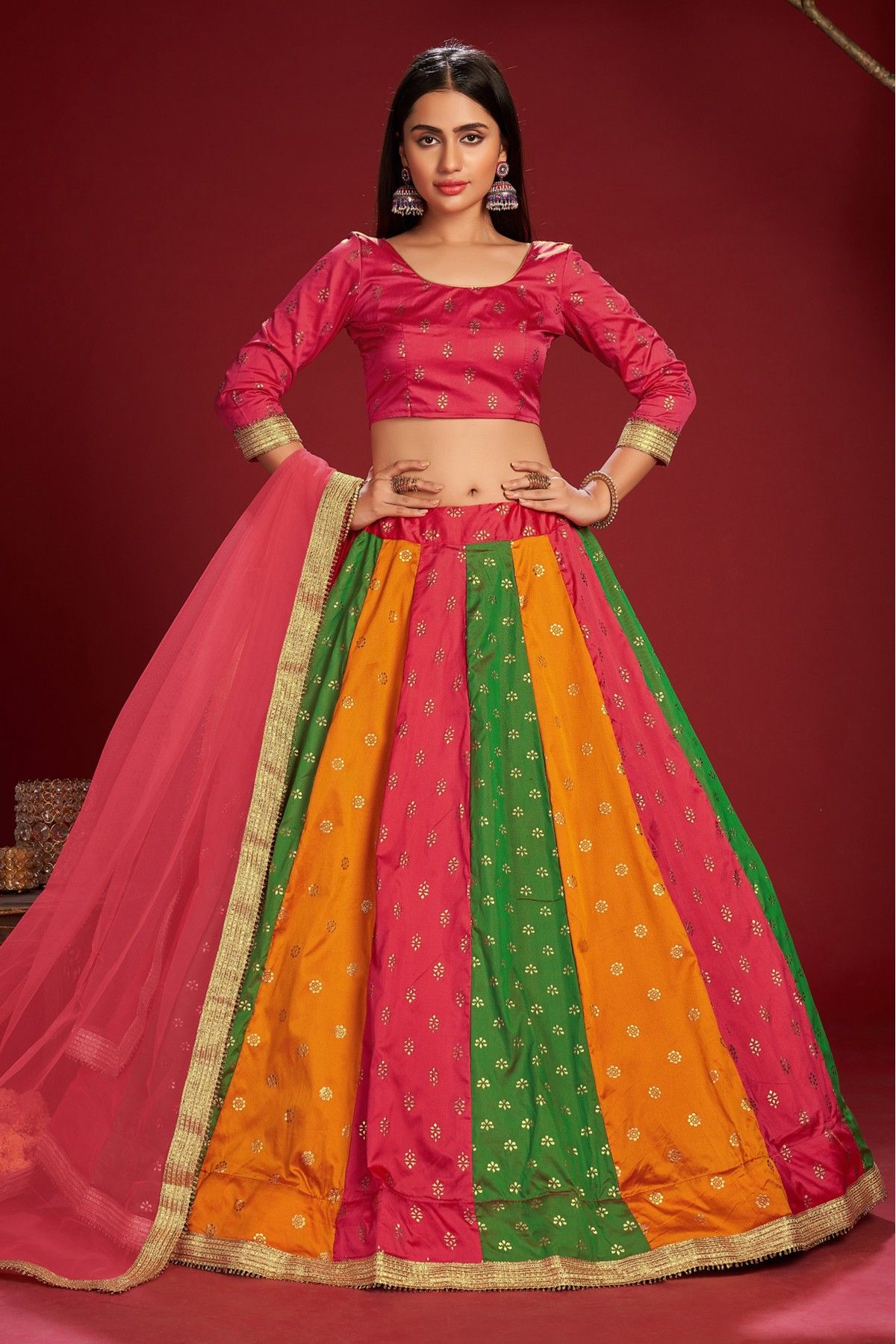 Taffeta Silk Printed Lehenga Choli In Multicolour LD5680018 A