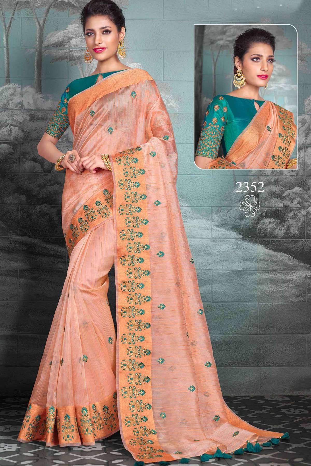 Sarees | Party Wear Cotton Silk Saree With Golden Thread W | Freeup