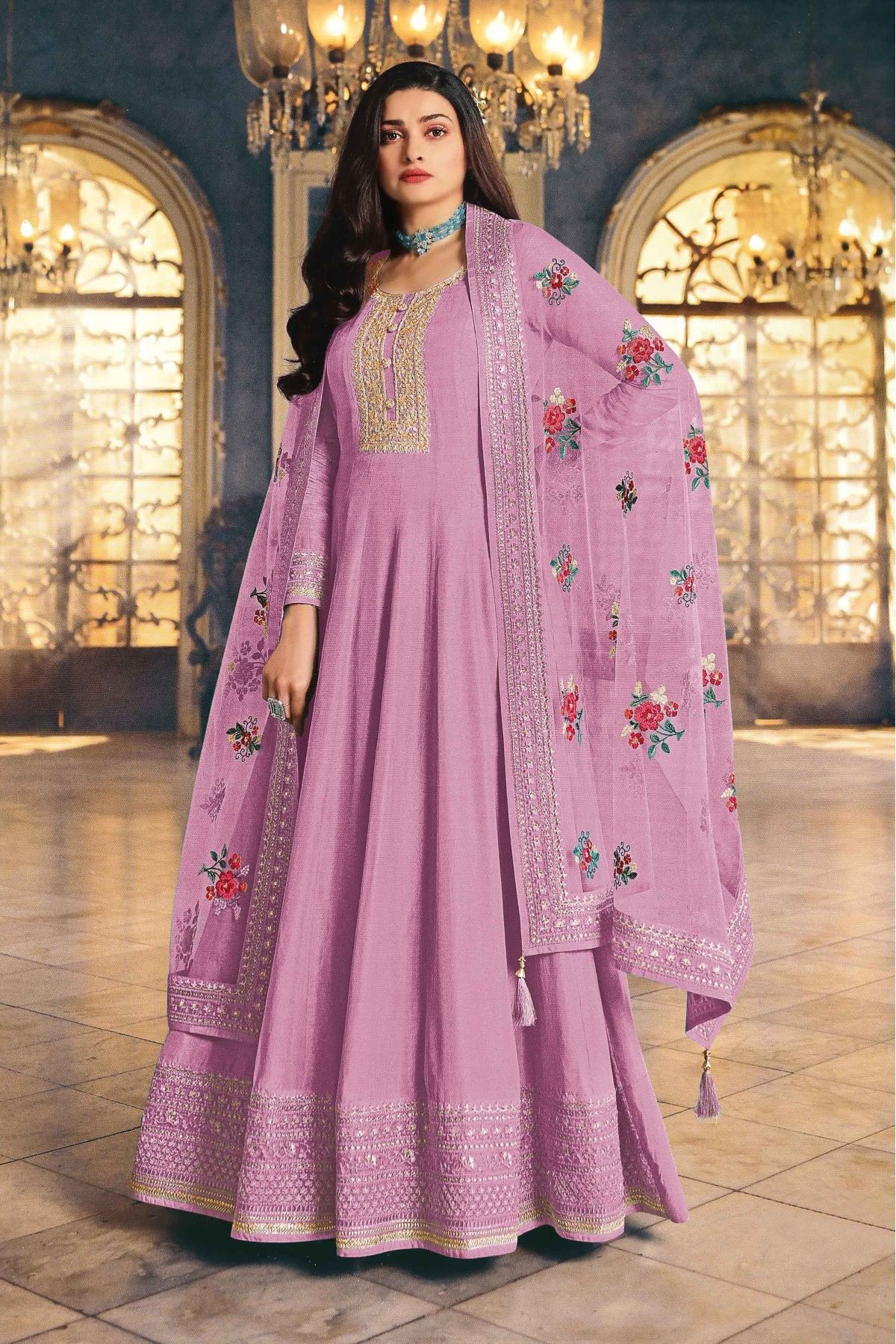 Buy Pink Anarkali Suit & Wedding Anarkali Suit - Apella