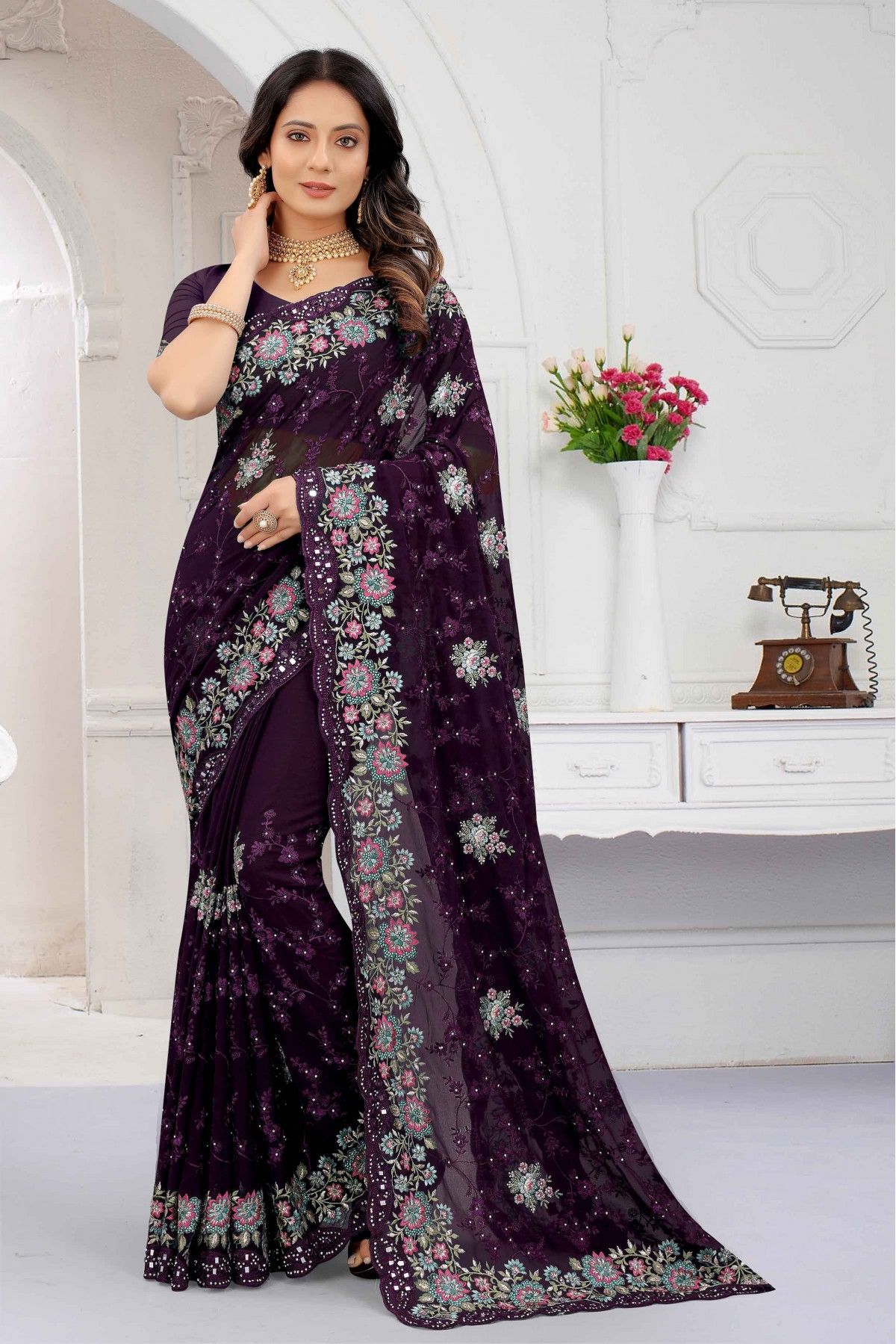 Stylish Rich Pallu Dark Purple Silk Saree With Blouse – Bahuji - Online  Fashion & Lifestyle Store