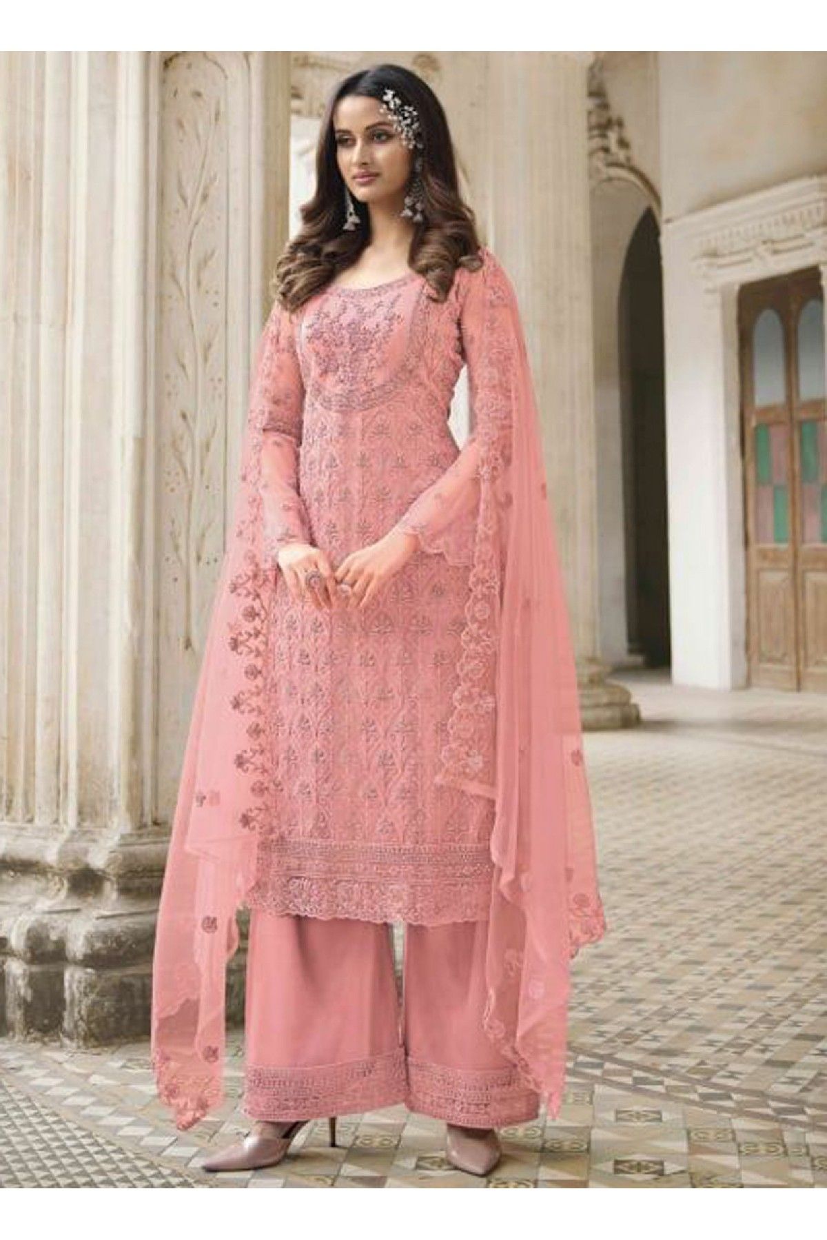 Baby Pink chanderi silk Embroidered Unstitched Salwar Suit Material –  Rajnandini Fashion