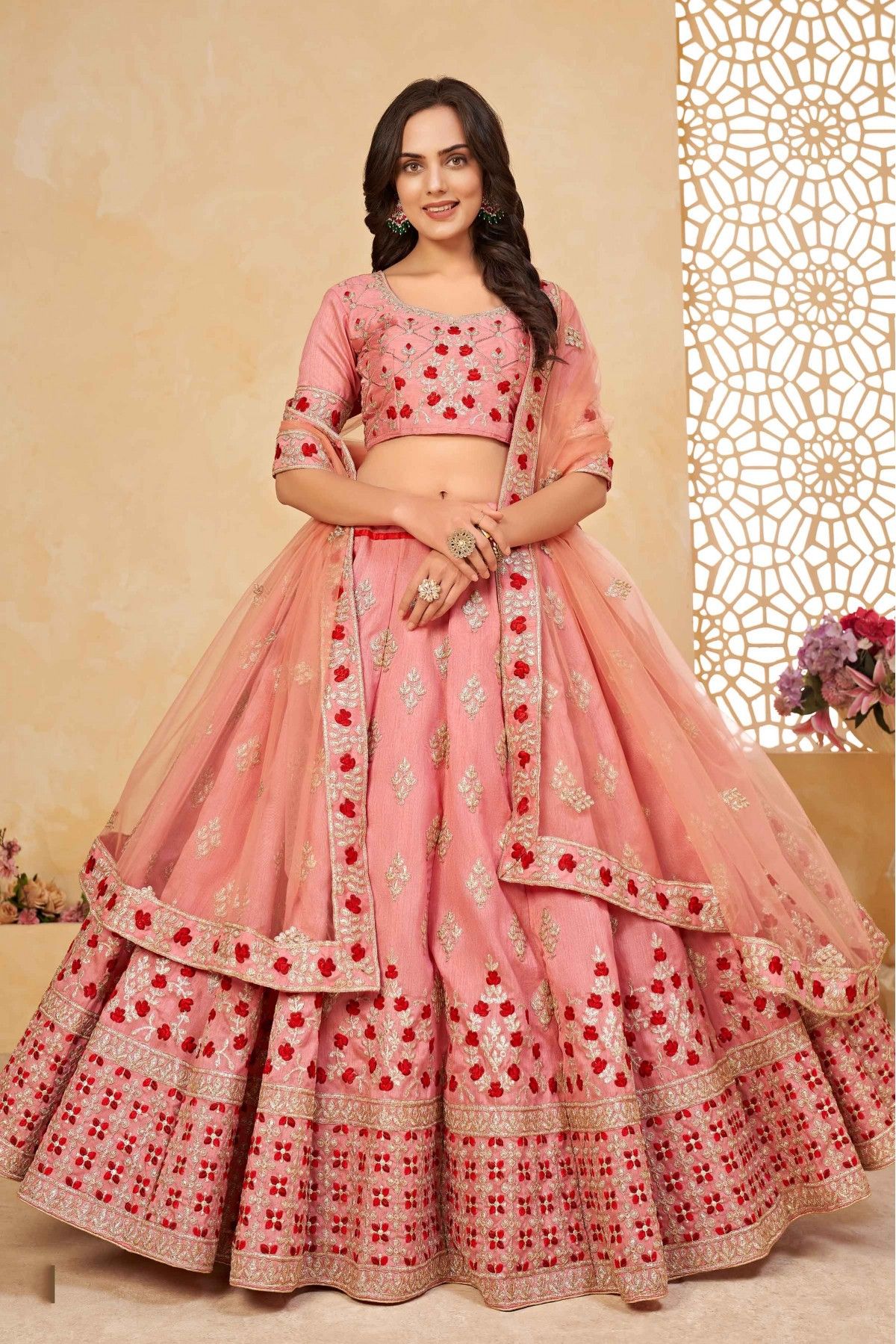 Bright Pink Party Lehenga Choli in Banarasi Silk Brocade – Panache Haute  Couture