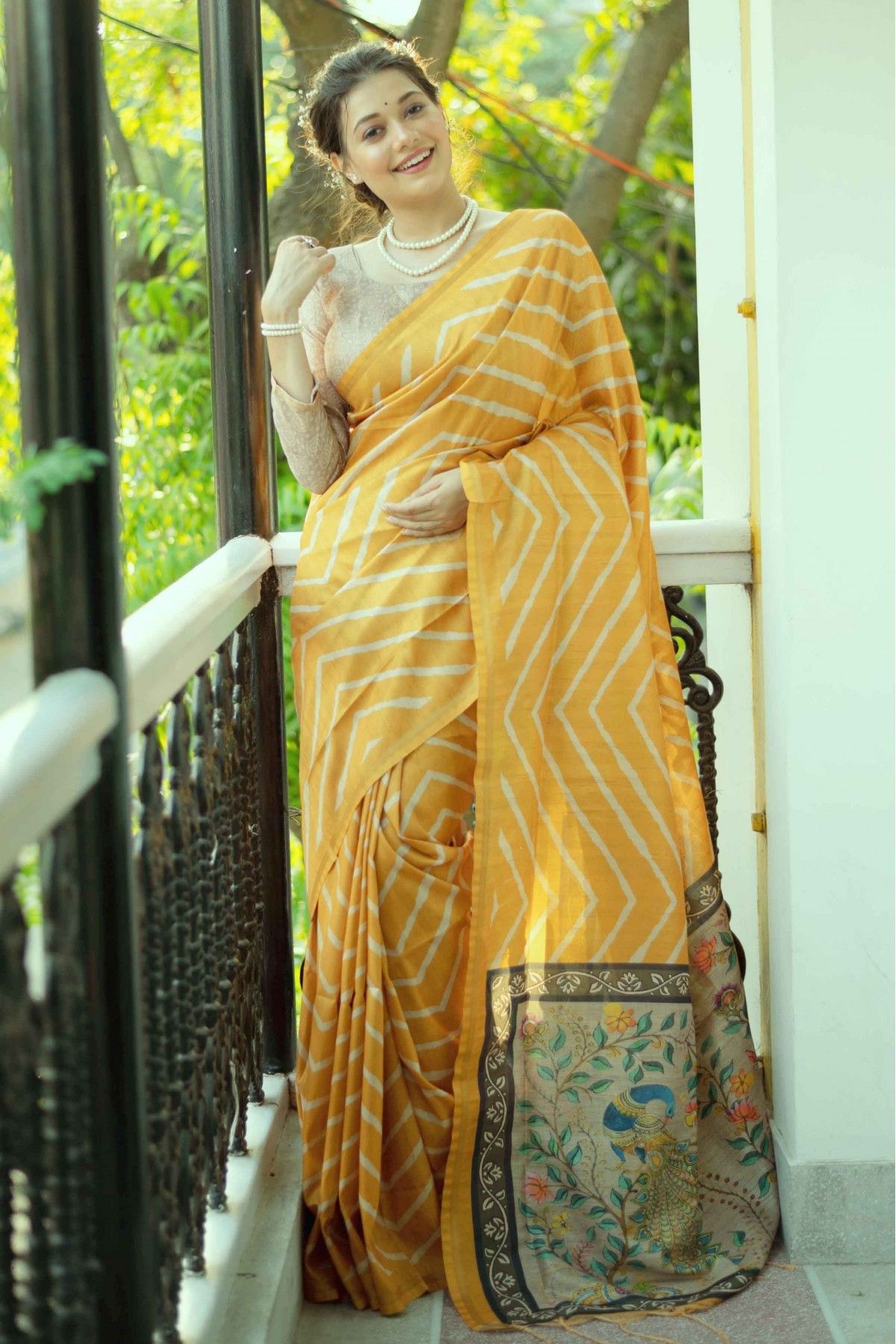 Yellow Shaded Designer Saree – Panache Haute Couture