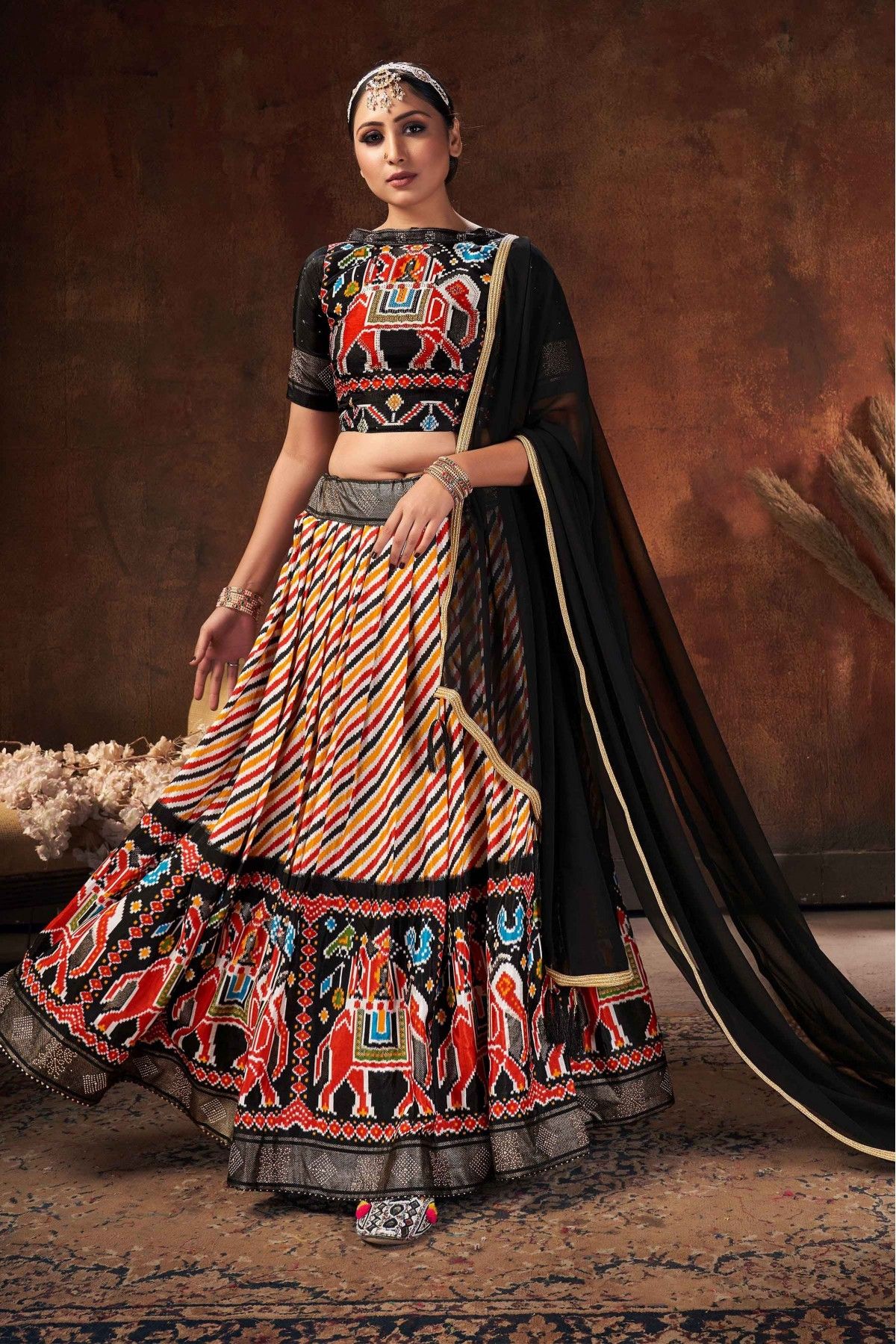 Buy Multi Color Pure Cotton Printed Navratri Lehenga Choli