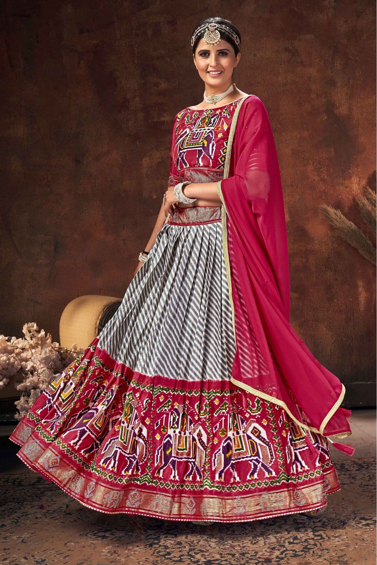 Georgette Readymade Lehenga choli In White – Mindhal