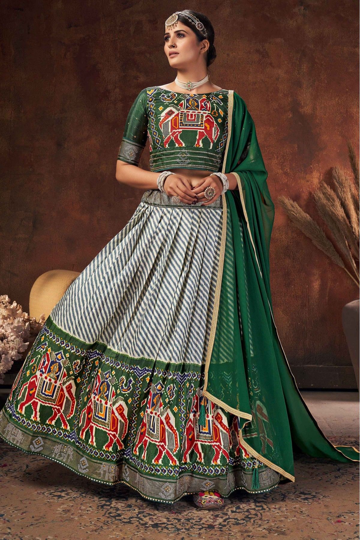 MINT GREEN PRINT & EMBROIDERED LEHENGA SET