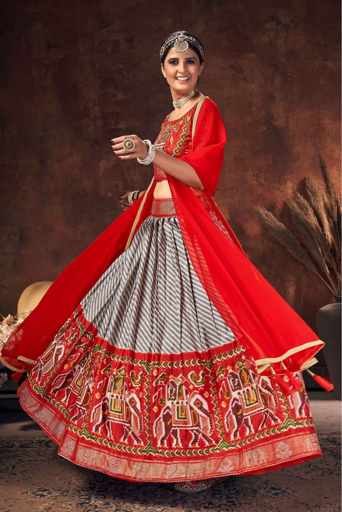 Designer Red Colour Lehenga Style Gown - textiledeal.in