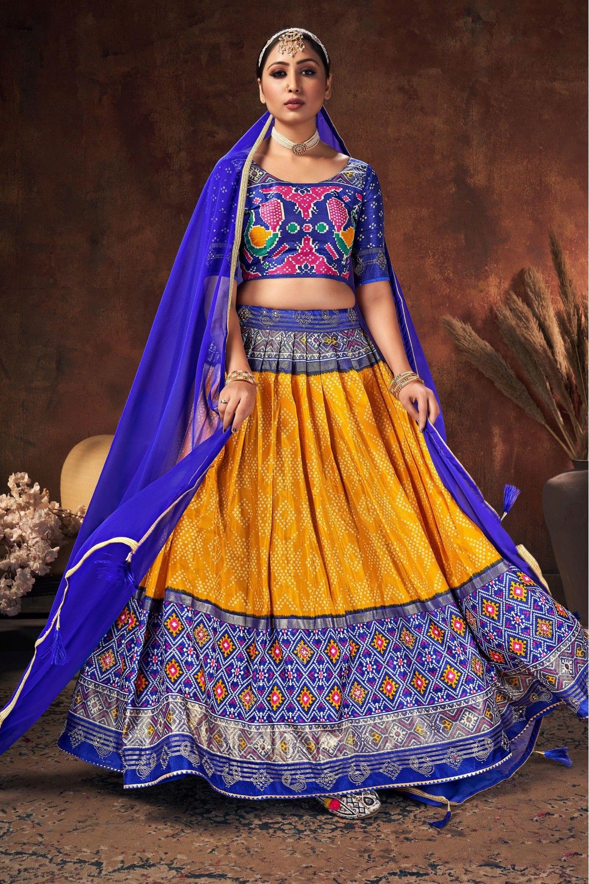 Stone Work Embroidered Royal Blue Lehenga LLCV08961