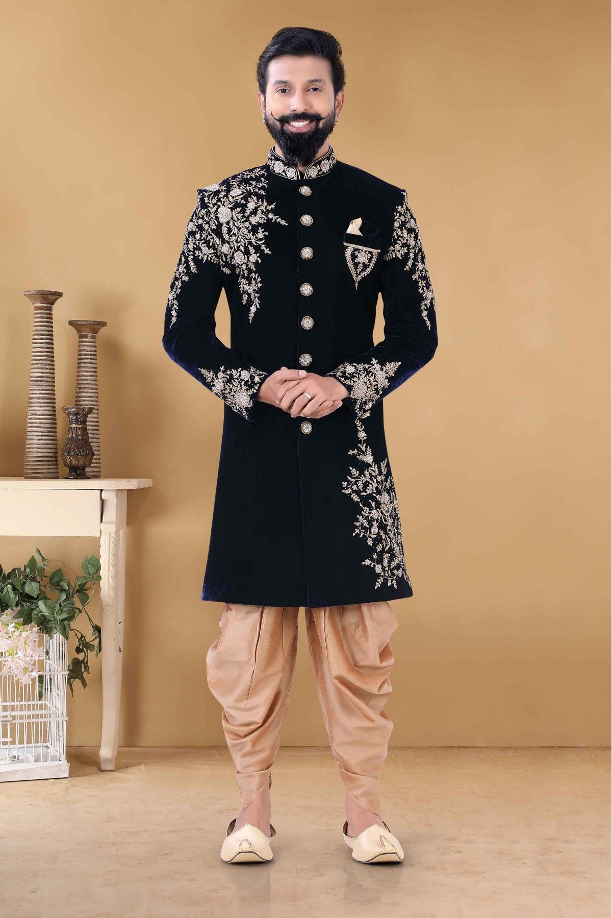 Velvet indo western hot sale dresses for male