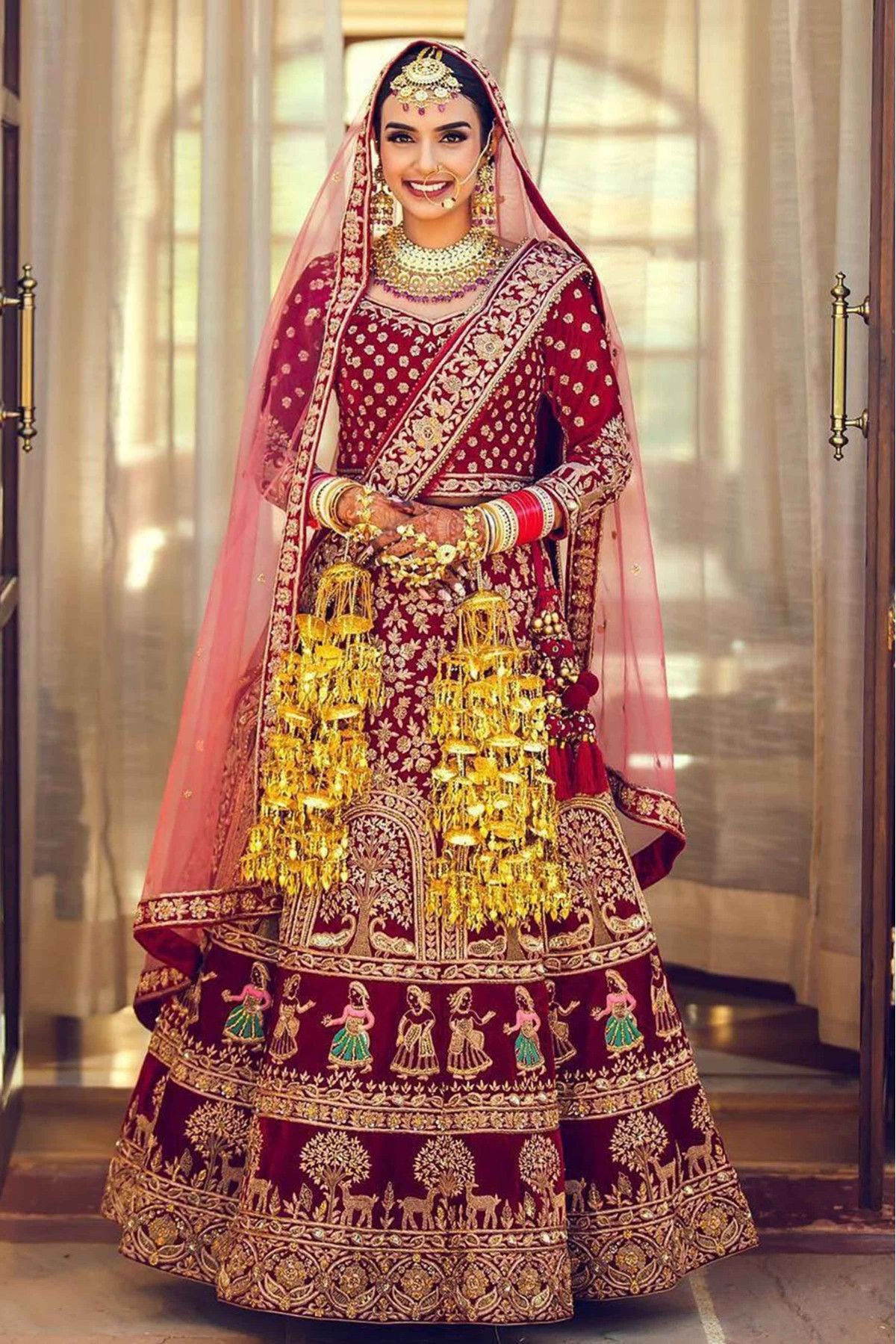 Sabyasachi Inspired Dark Maroon Wedding Lehenga – Panache Haute Couture