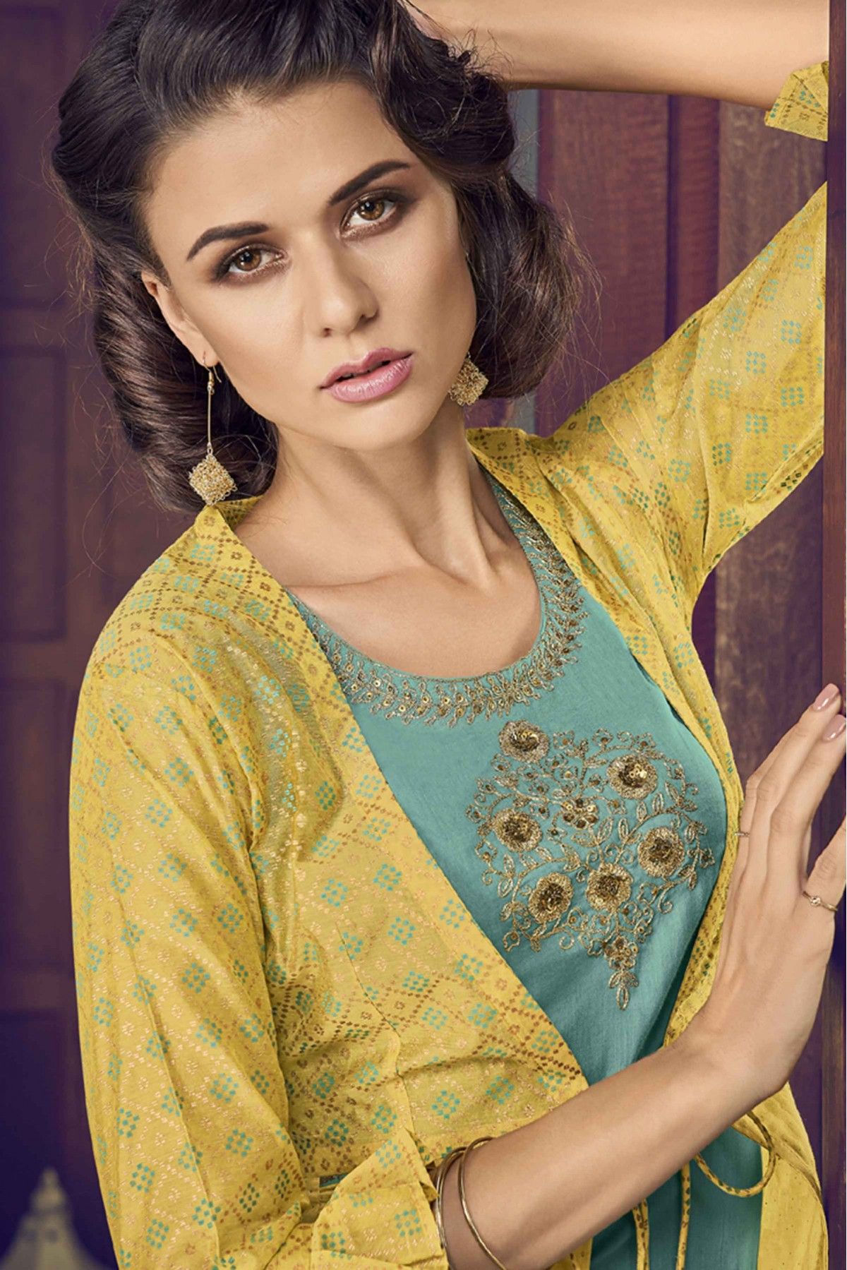Corn Yellow Embroidered Suit Set with Dupatta – Indianvirasat