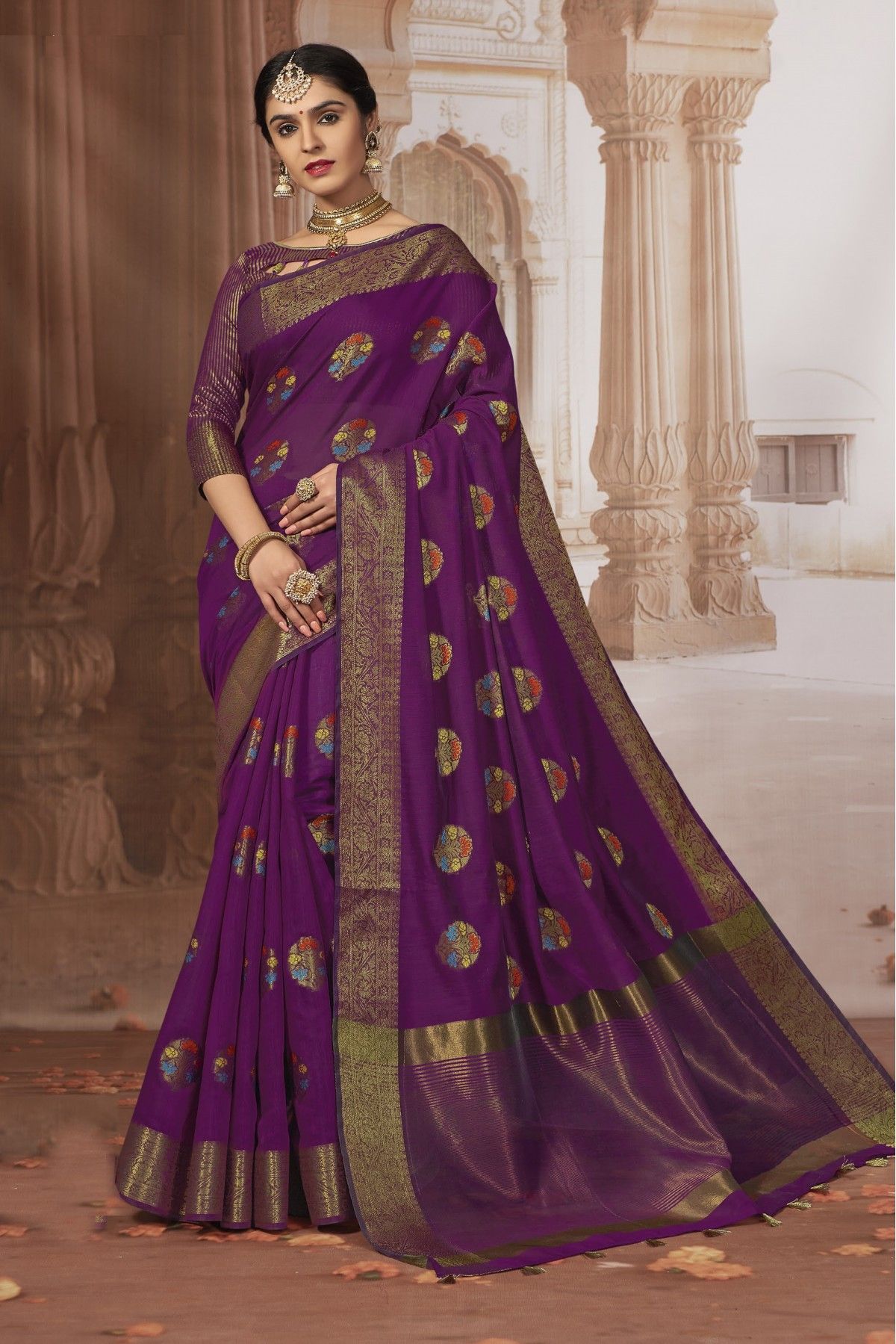 Trendmalls women's Purple Rangoli Silk Embroidered Party Wear Saree With  Blouse - Trendmalls - 4181509