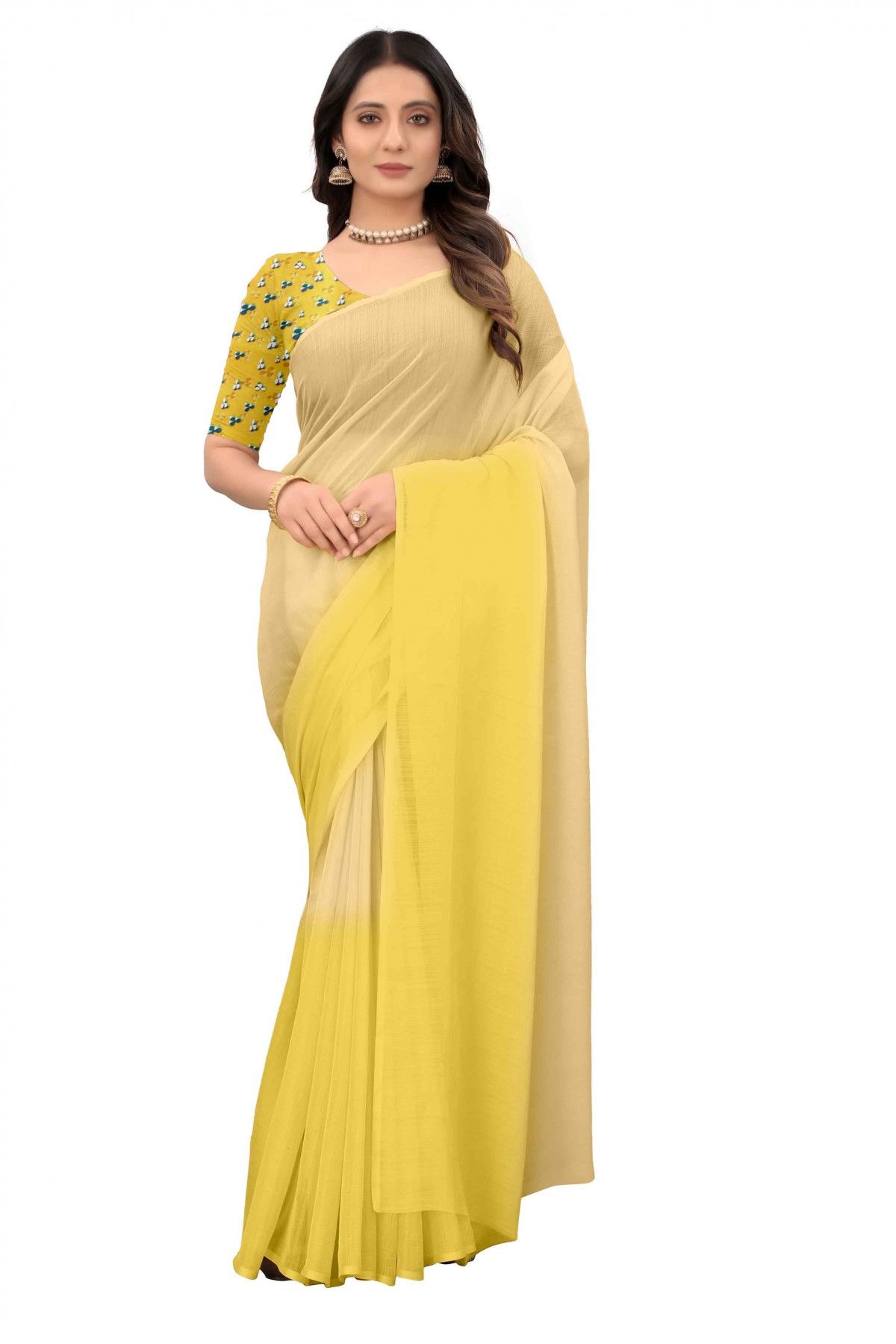 Buy online Cream Solid Plain Saree With Blouse With Blouse from ethnic wear  for Women by Bandidhari Fashion for ₹449 at 72% off | 2024 Limeroad.com