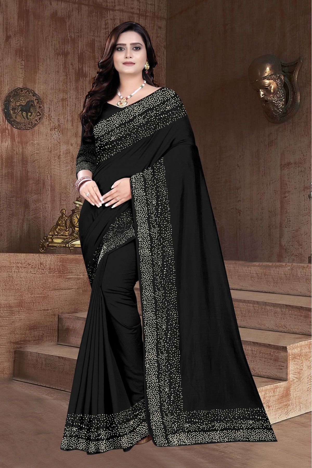 Black Color Georgette Ruffled Saree With Blouse | Lovely Wedding Mall-sgquangbinhtourist.com.vn