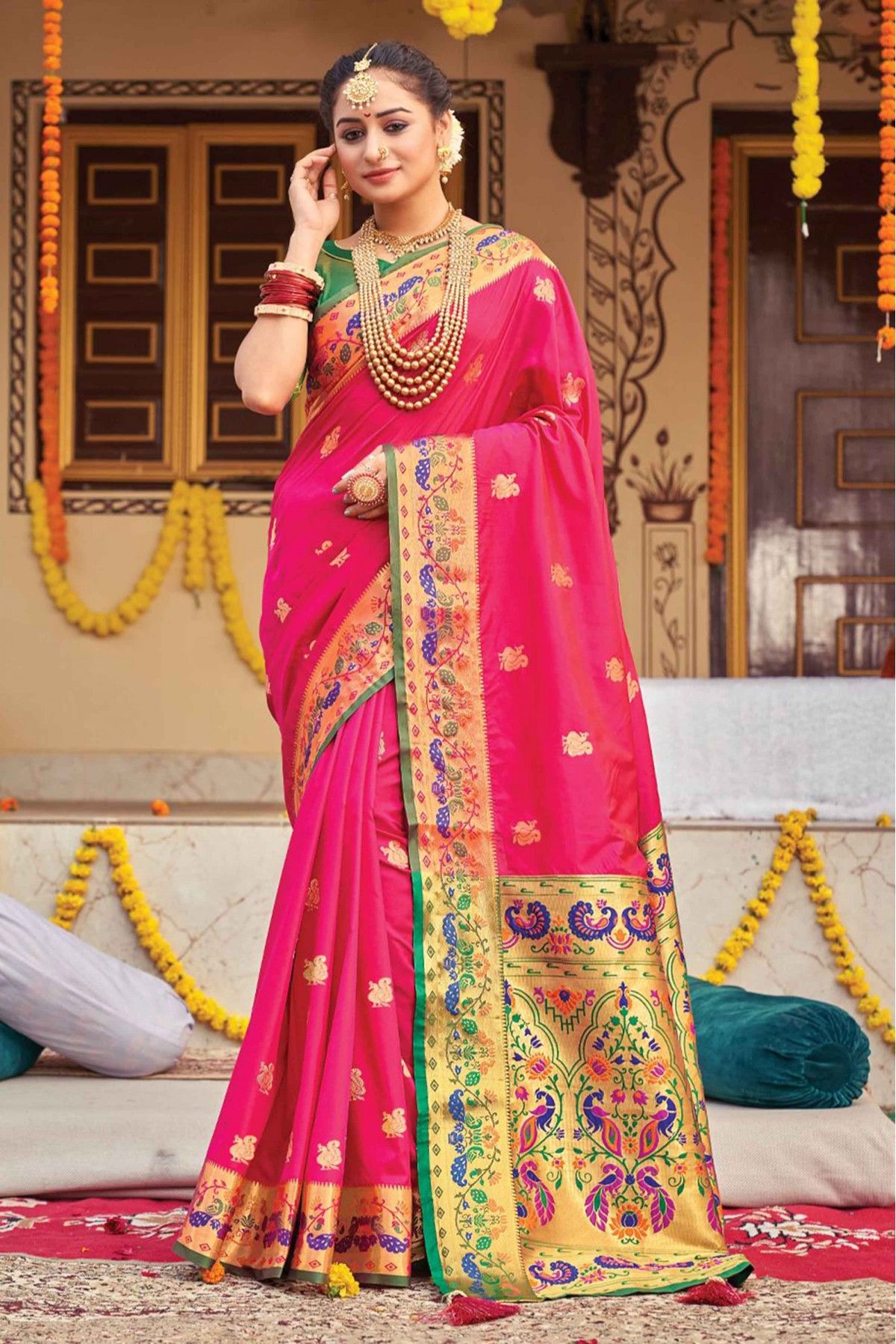 Dark Colour Combination Pure Soft Semi Silk Saree