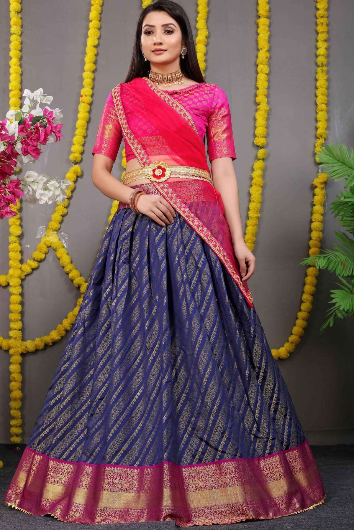 Pure Net Lehenga Choli With Heavy Thread Embroidery with Cut, Mirror and  Zarkan Work LD01353094