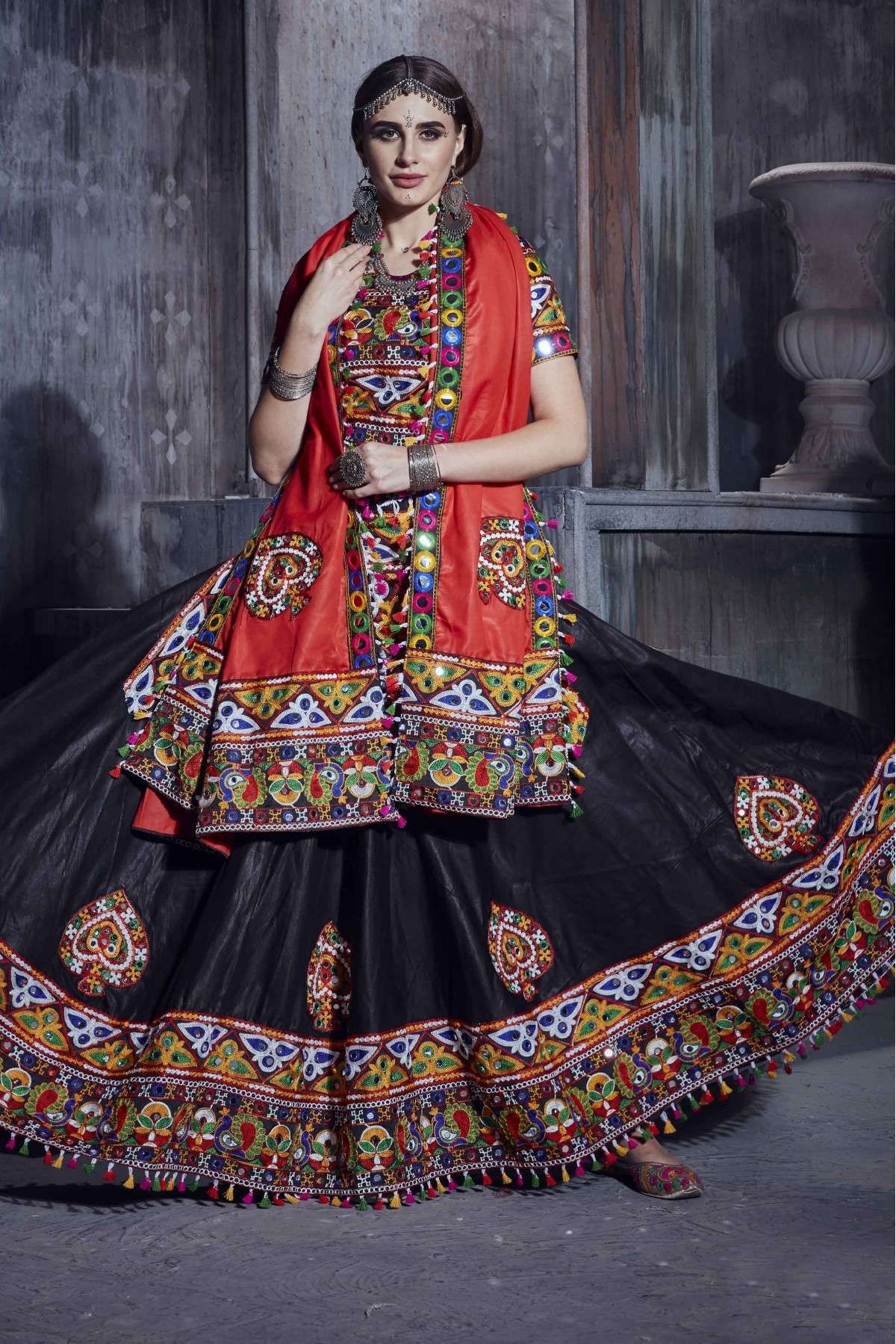 Art Silk Embroidery Lehenga Choli In Black Colour - LD3880552
