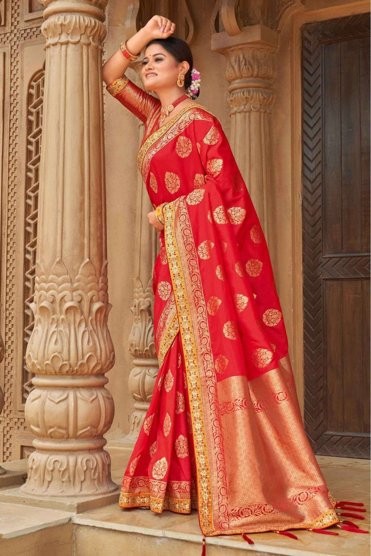 Banarasi Silk Woven Saree In Red Colour - SR5416333