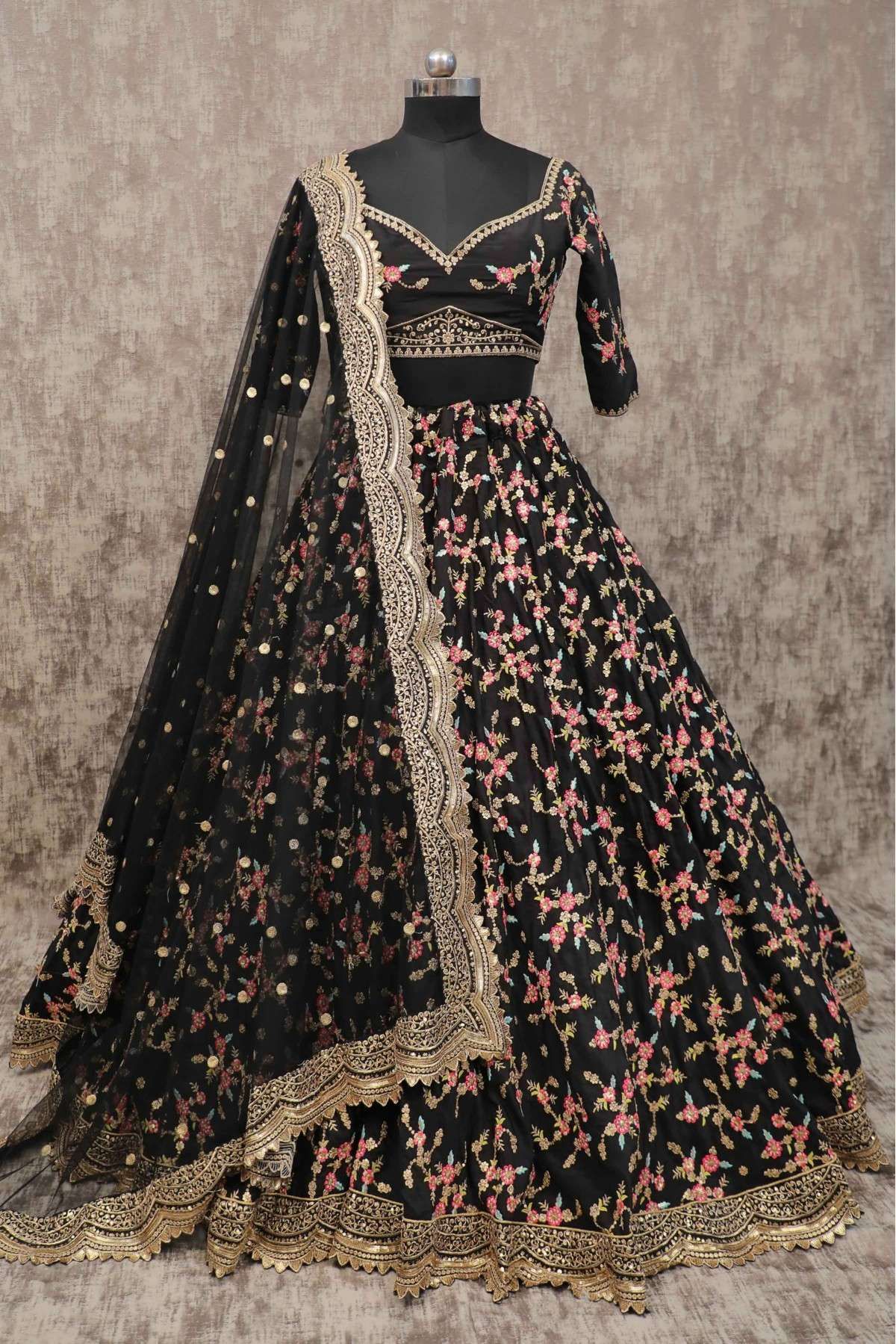 Black Color Heavy Muslin Cotton Printed Lehenga Choli at Rs.1250/Piece in  surat offer by Royal Export