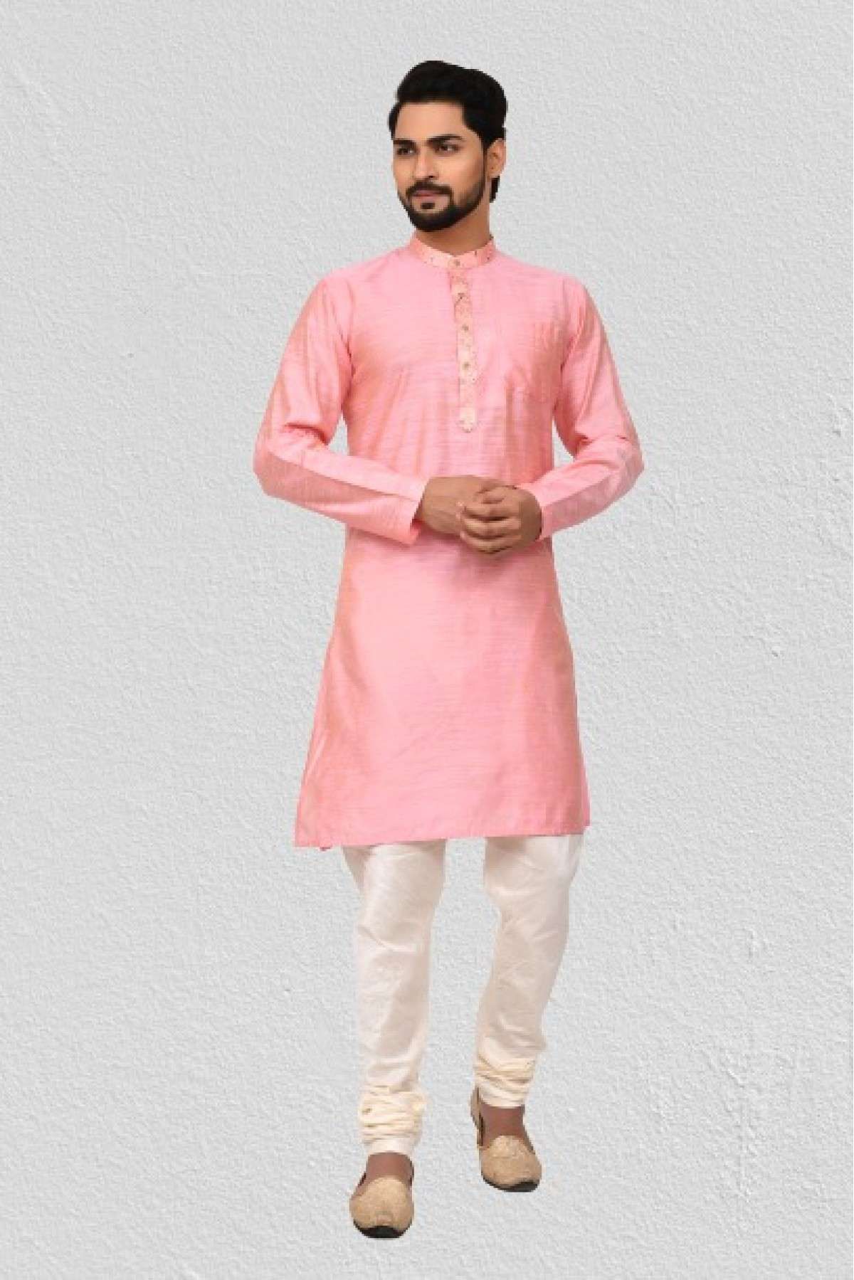 Cotton Silk Kurta Pajama In Pink Colour - KP5750187
