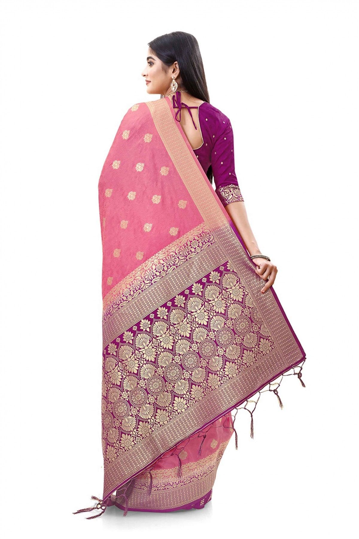 Dola Silk Woven Saree In Pink Colour - SR5416308