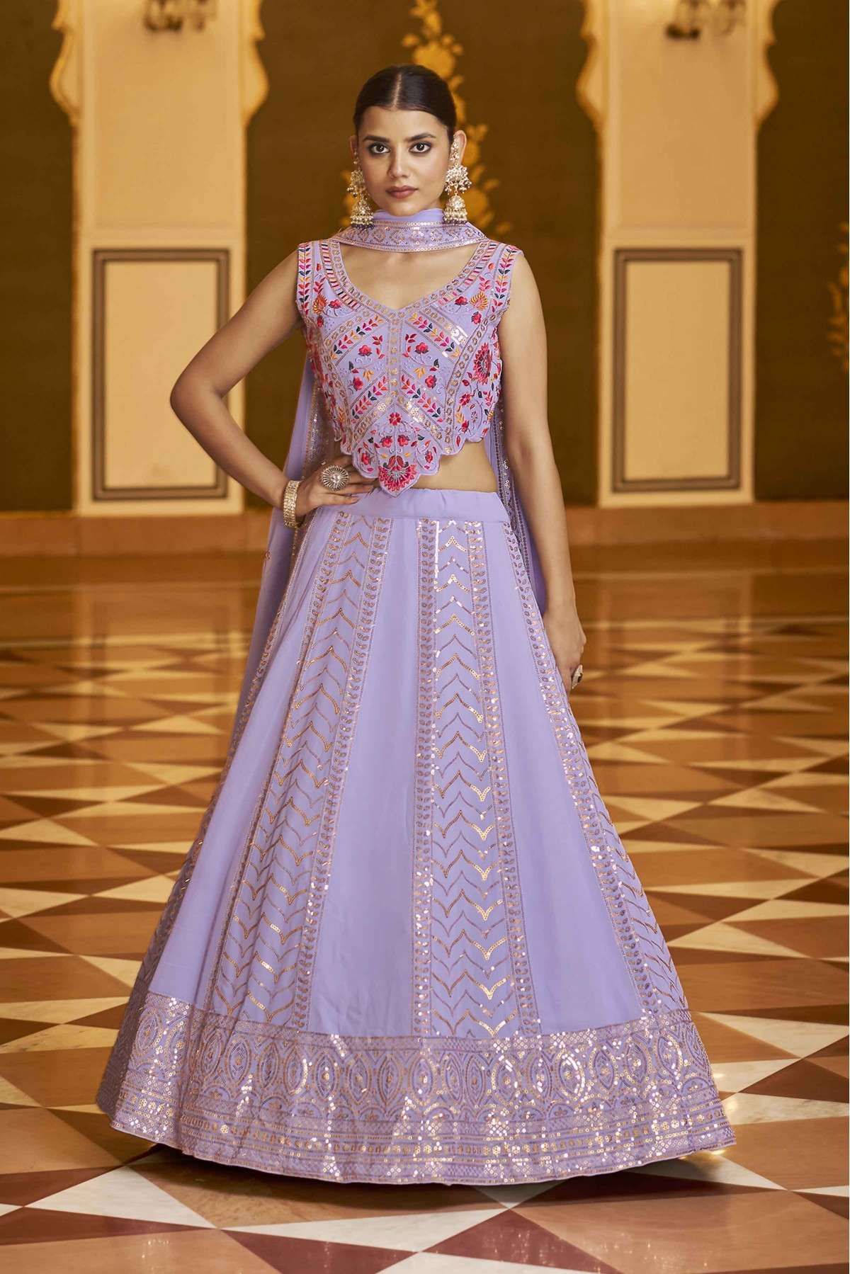 Buy Latest Lavender Lehengas Online