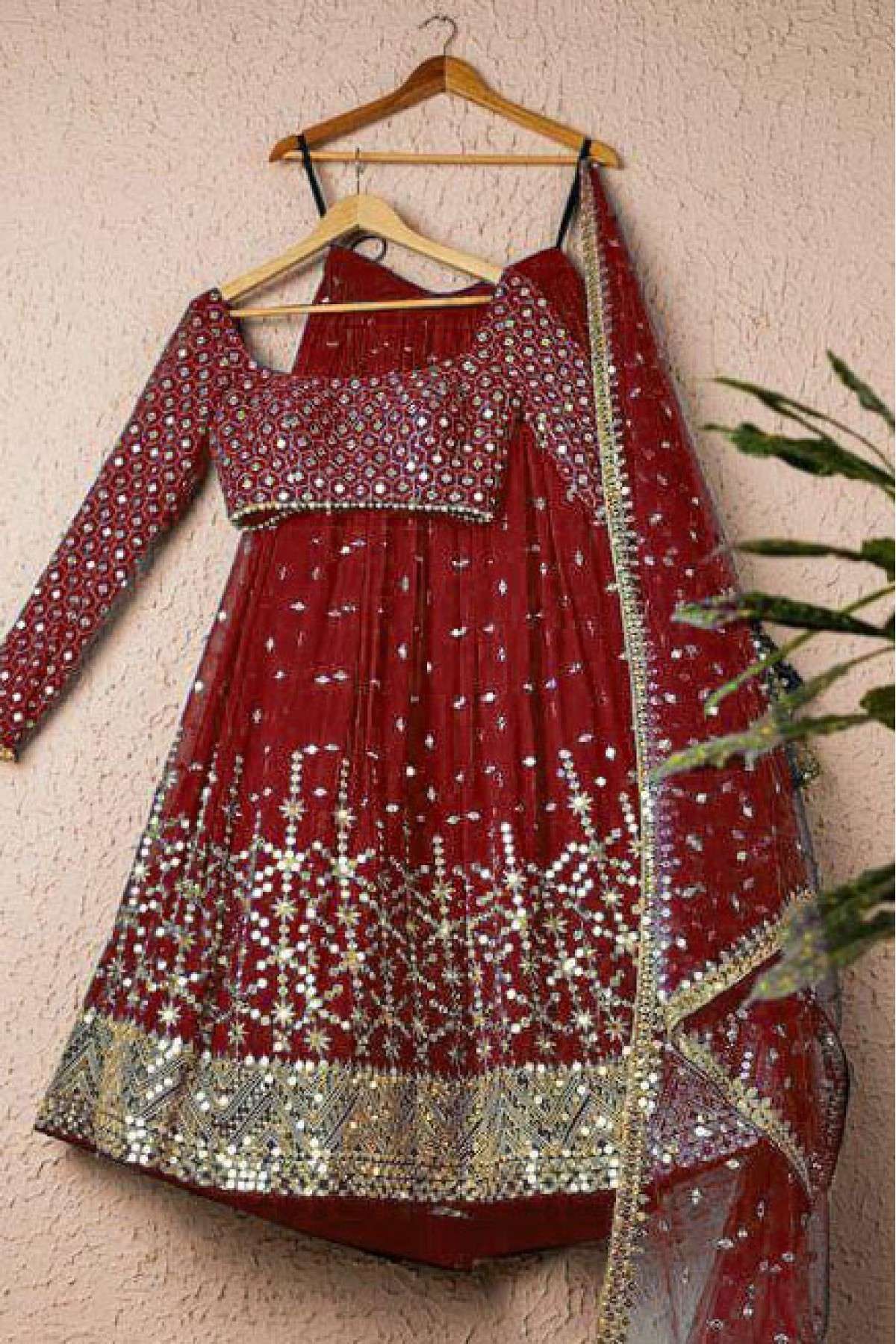 Georgette Embroidery Lehenga Choli In Maroon Colour - LD4010258