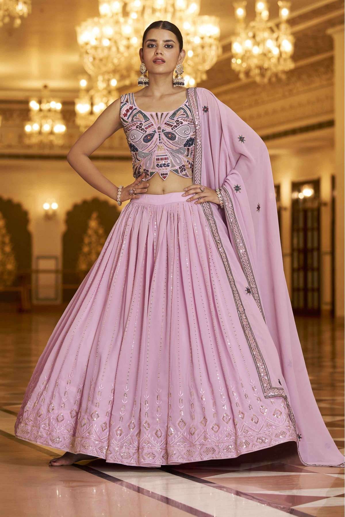 Purple Readymade Embroidered Lehenga Choli Latest 2861LG06