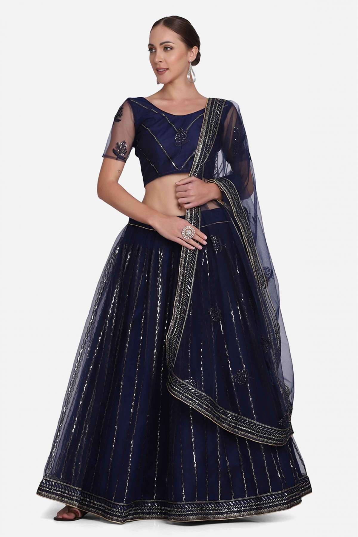 Net Embroidery Lehenga Choli In Blue Colour - LD5680338