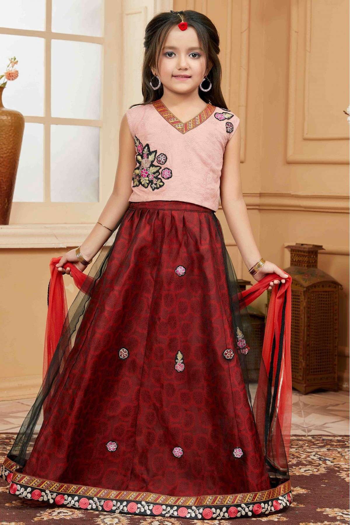 Buy Maroon Net Lehenga Choli (NWG-752) Online