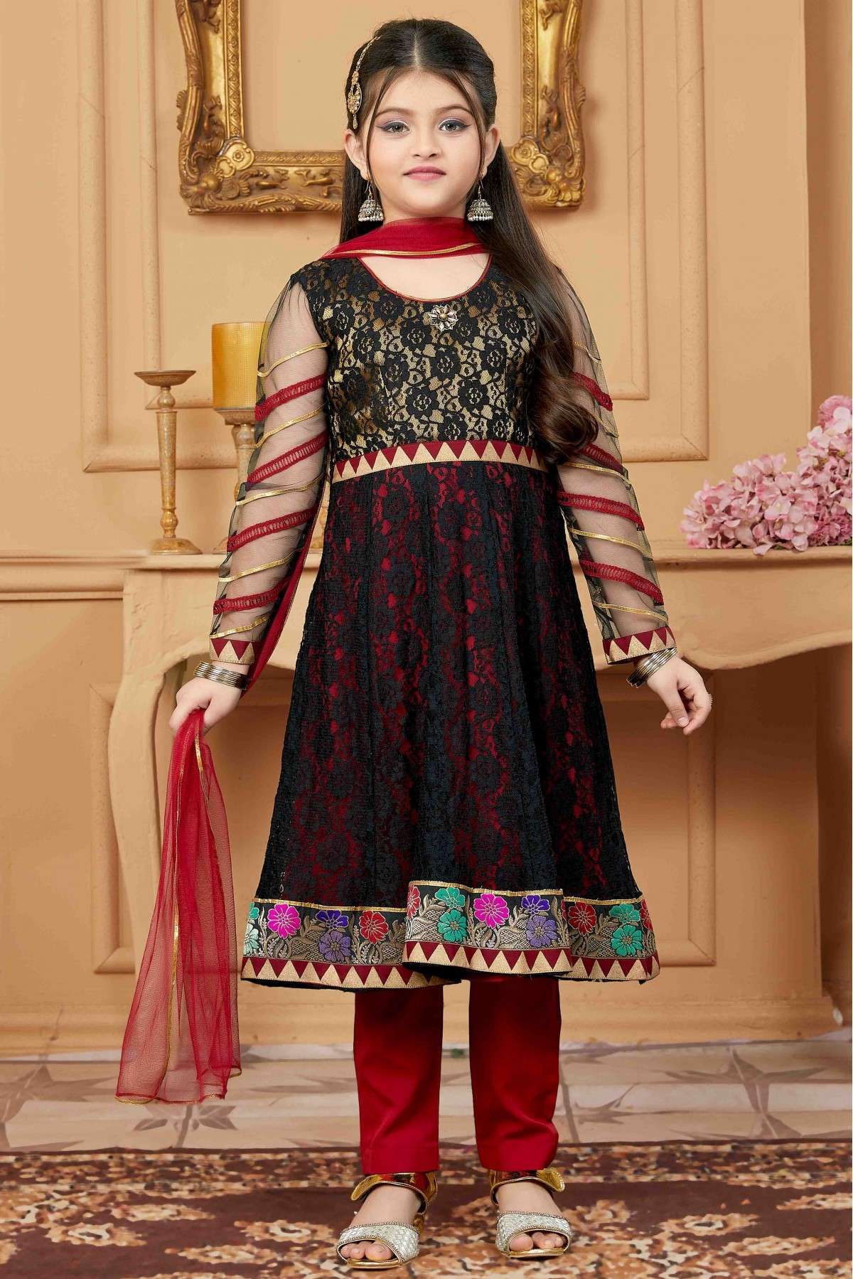 Straight Sharara frock style suit – Indera Boutique